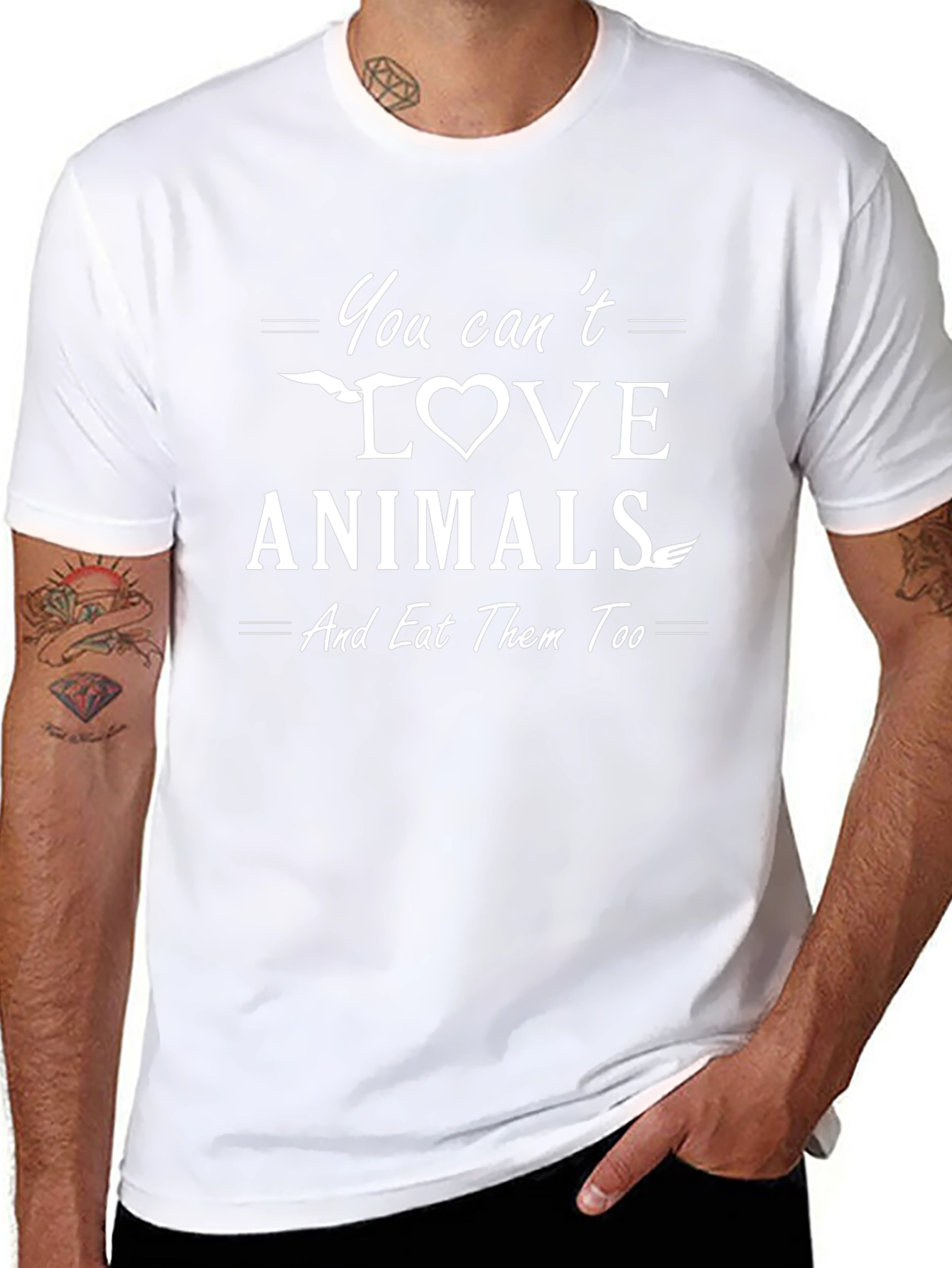 Vegan Slogan T-Shirt - You Cant Love Animals