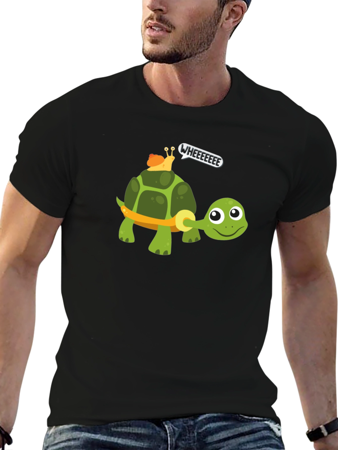 Funny Turtle & Snail Ride Graphic T-Shirt