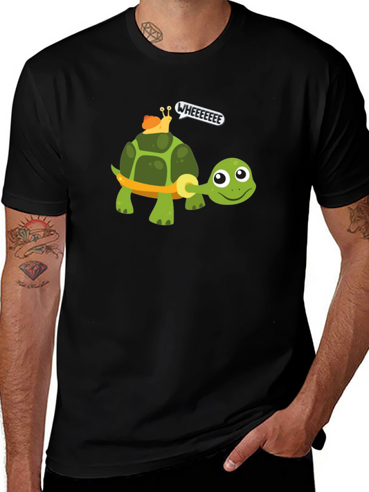 Funny Turtle & Snail Ride Graphic T-Shirt