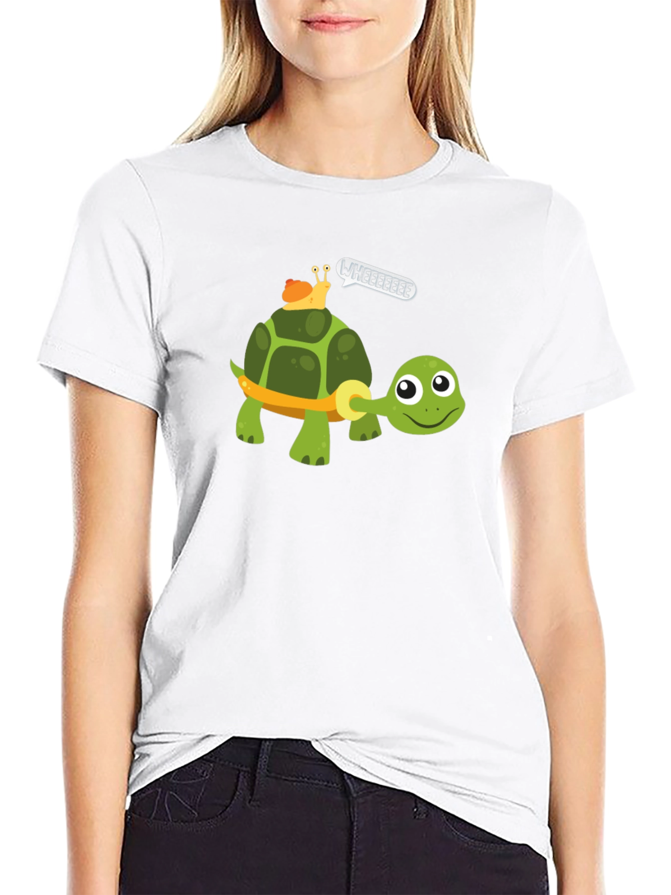Funny Turtle & Snail Ride Graphic T-Shirt
