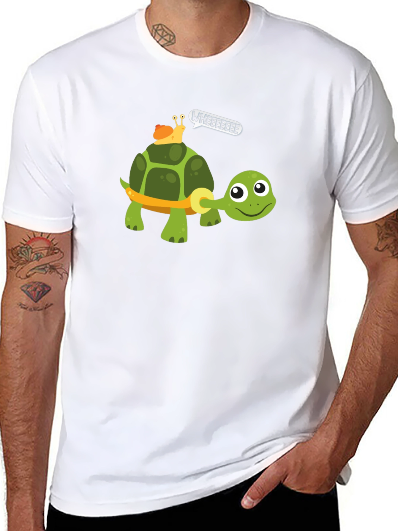 Funny Turtle & Snail Ride Graphic T-Shirt