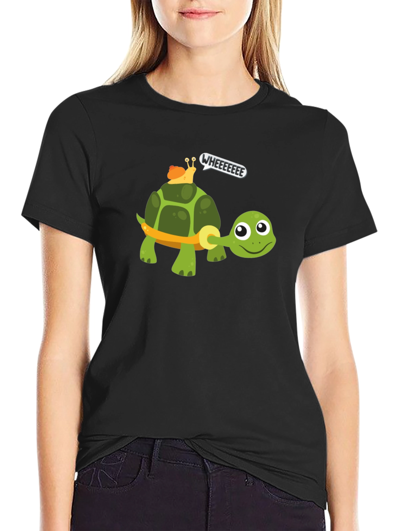 Funny Turtle & Snail Ride Graphic T-Shirt