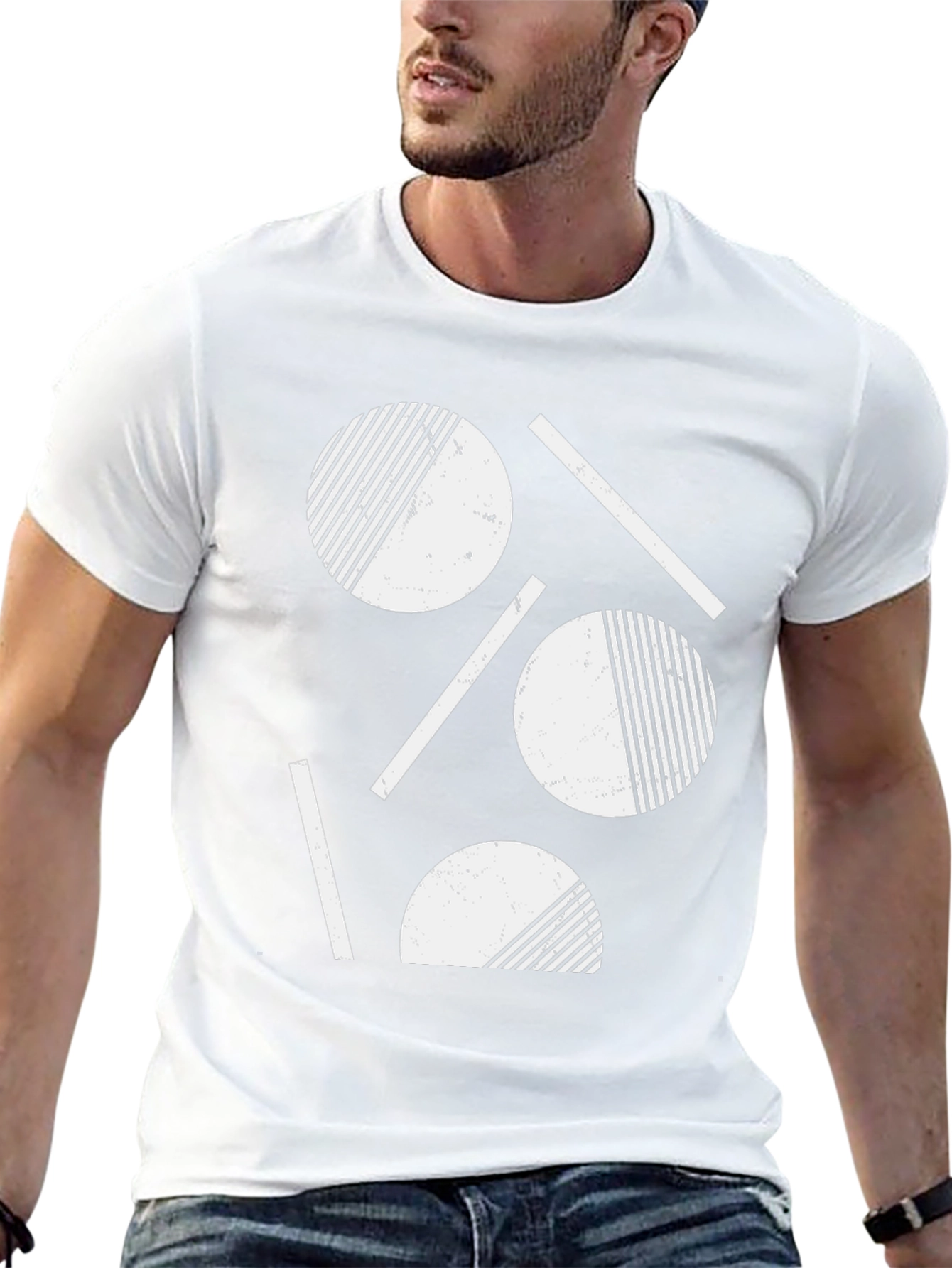 Abstract Geometric Graphic Tee - Black Cotton Blend