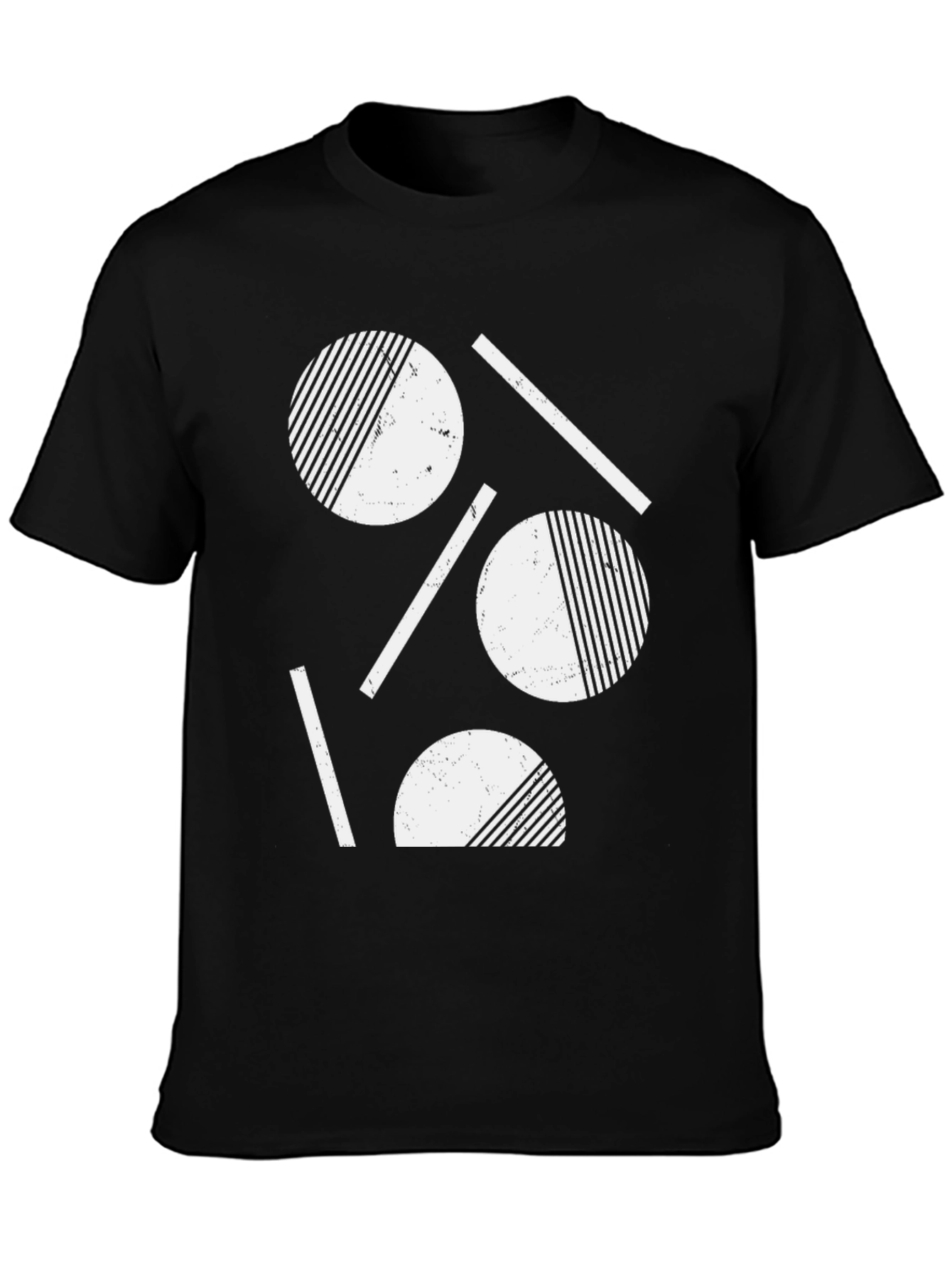 Abstract Geometric Graphic Tee - Black Cotton Blend
