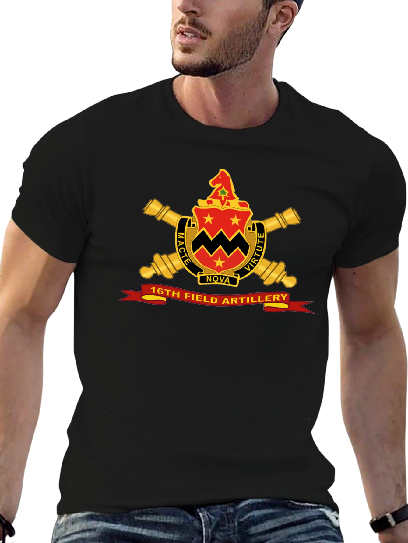 16th Field Artillery Crest Black T-Shirt