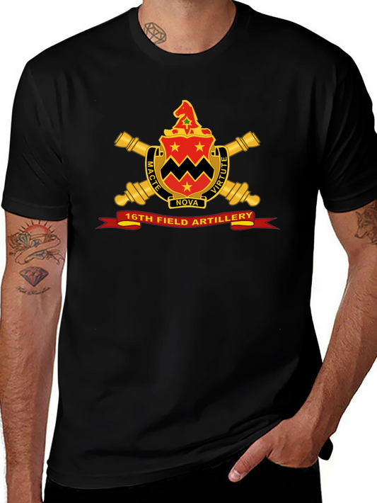 16th Field Artillery Crest Black T-Shirt