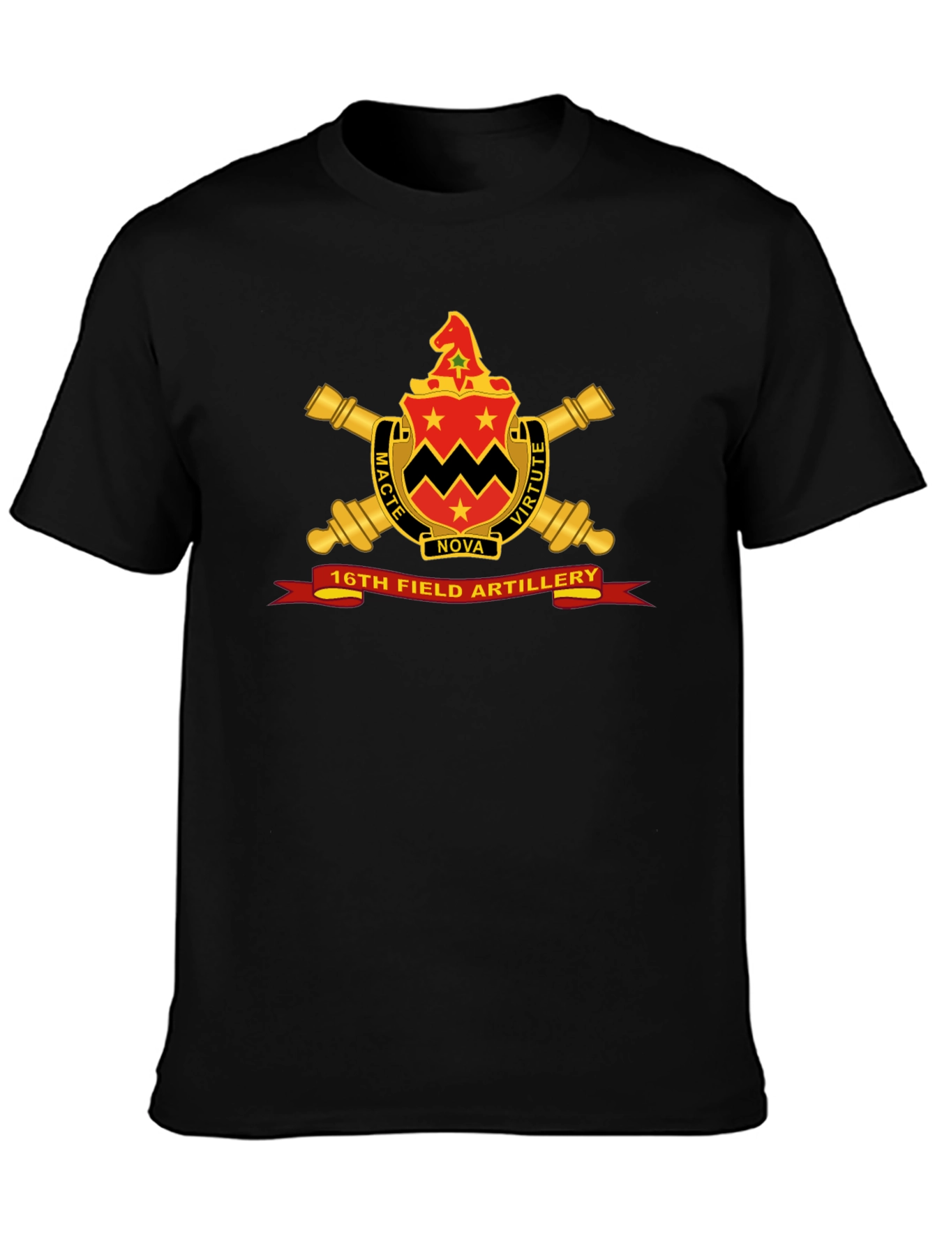 16th Field Artillery Crest Black T-Shirt