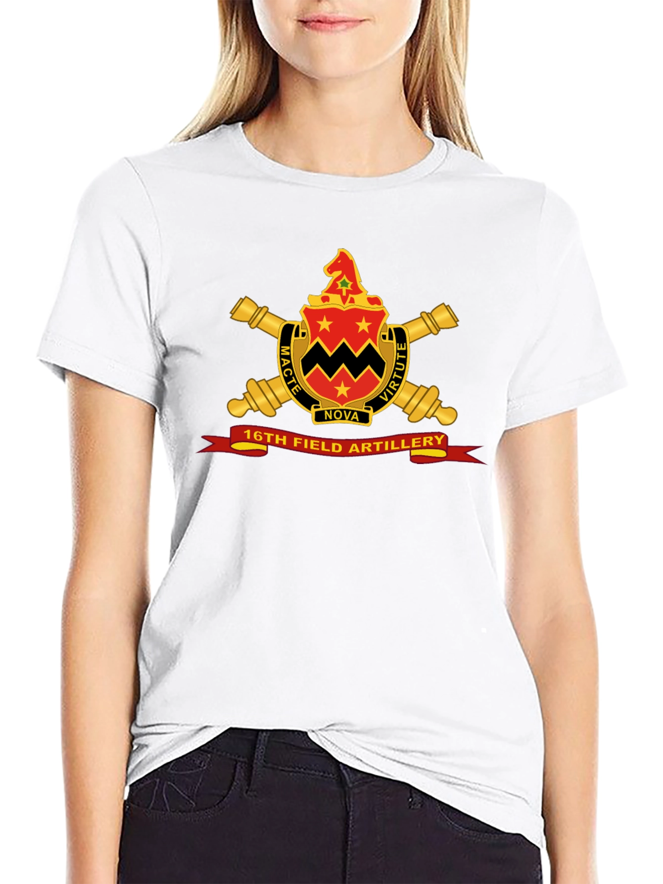 16th Field Artillery Crest Black T-Shirt