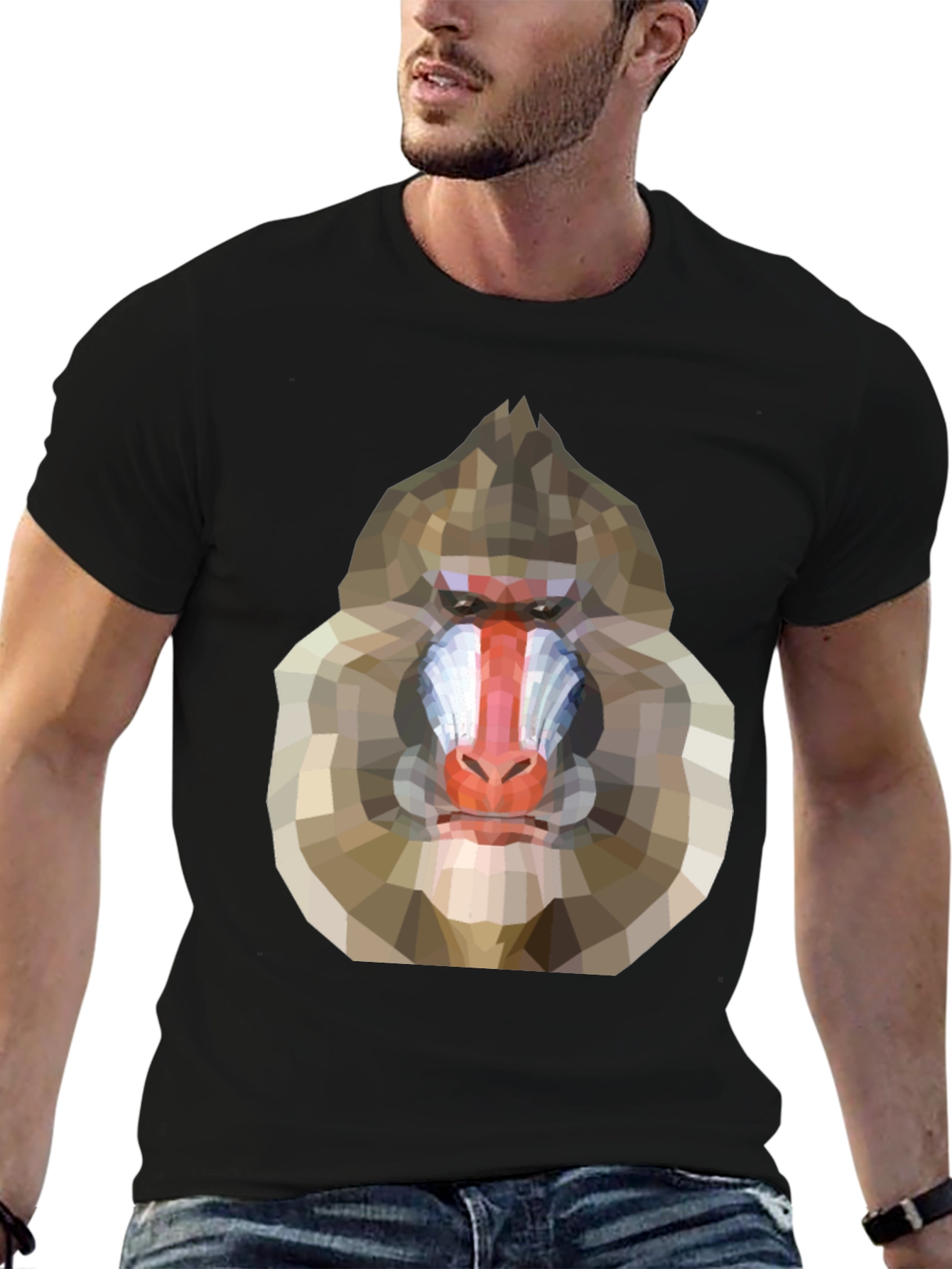 Geometric Mandrill Graphic Tee - Unique Art T-Shirt