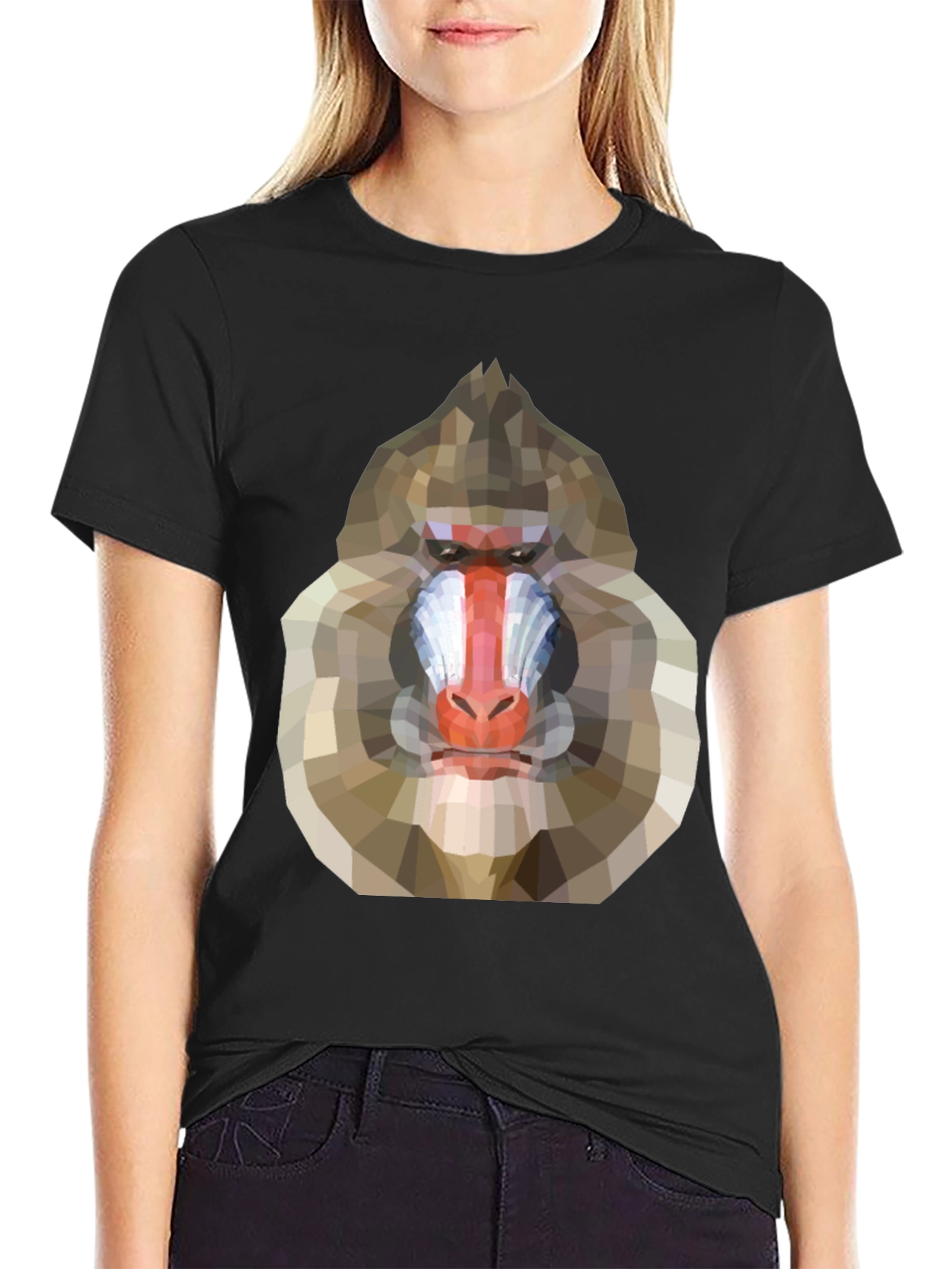 Geometric Mandrill Graphic Tee - Unique Art T-Shirt