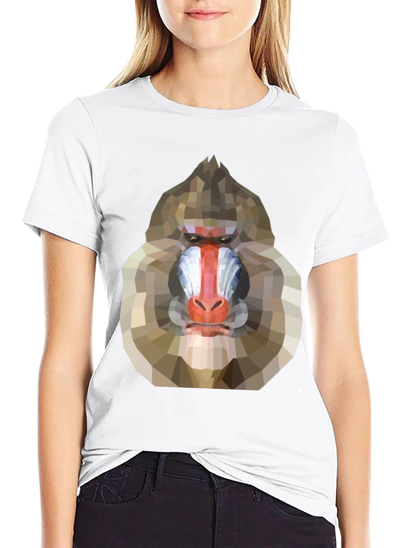 Geometric Mandrill Graphic Tee - Unique Art T-Shirt