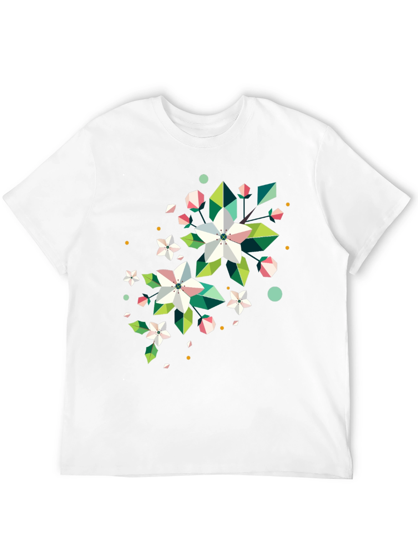 Geometric Floral Print Black T-Shirt