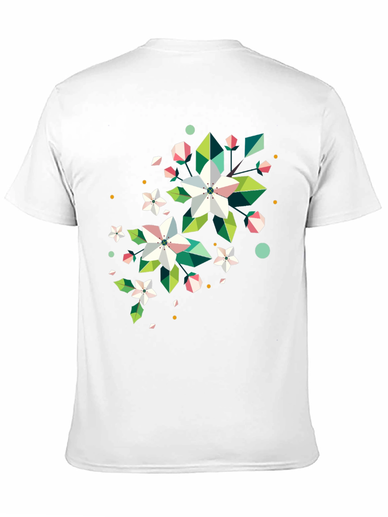 Geometric Floral Print Black T-Shirt