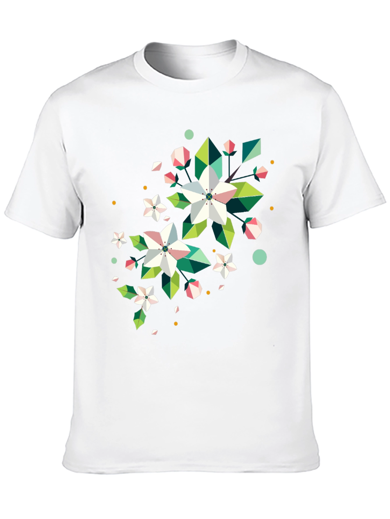 Geometric Floral Print Black T-Shirt