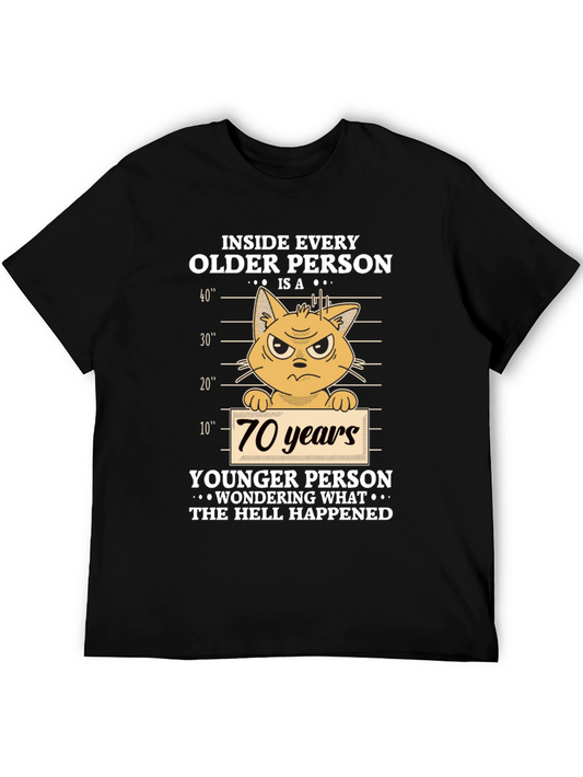 Funny Older Person Cat T-Shirt - 70 Years Younger
