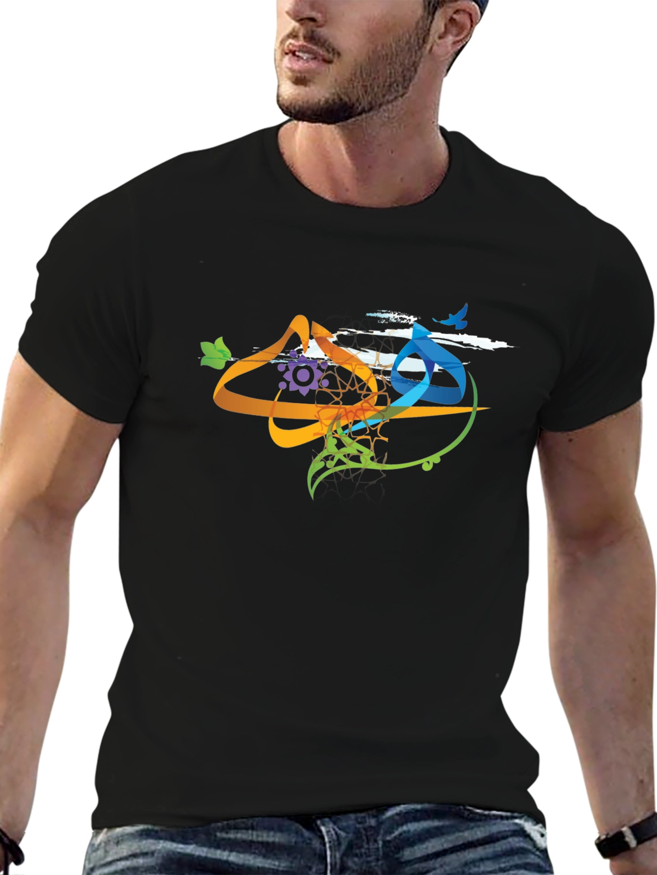 Abstract Art Graphic Print Black T-Shirt