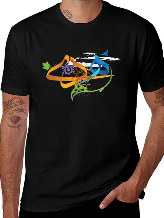 Abstract Art Graphic Print Black T-Shirt