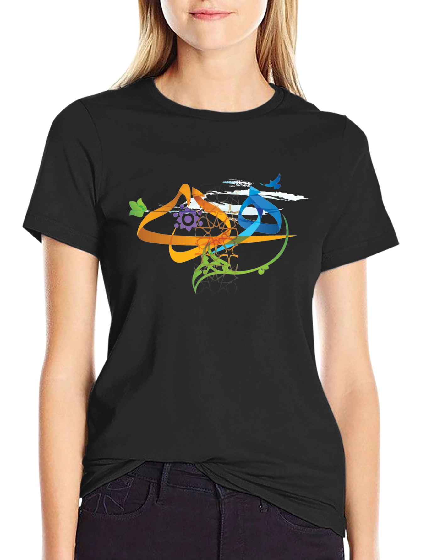 Abstract Art Graphic Print Black T-Shirt