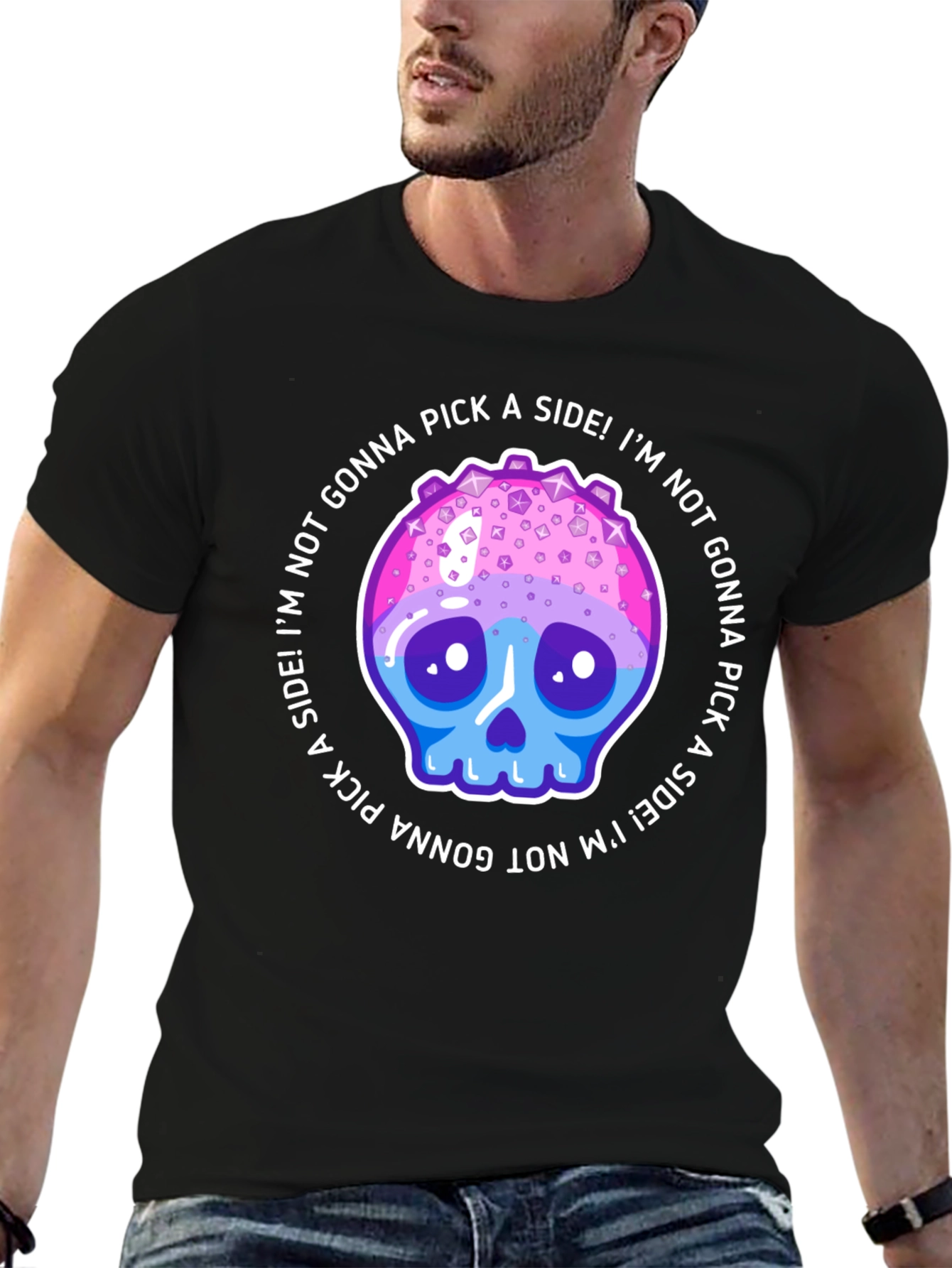 Not Gonna Pick a Side Skull Graphic Tee