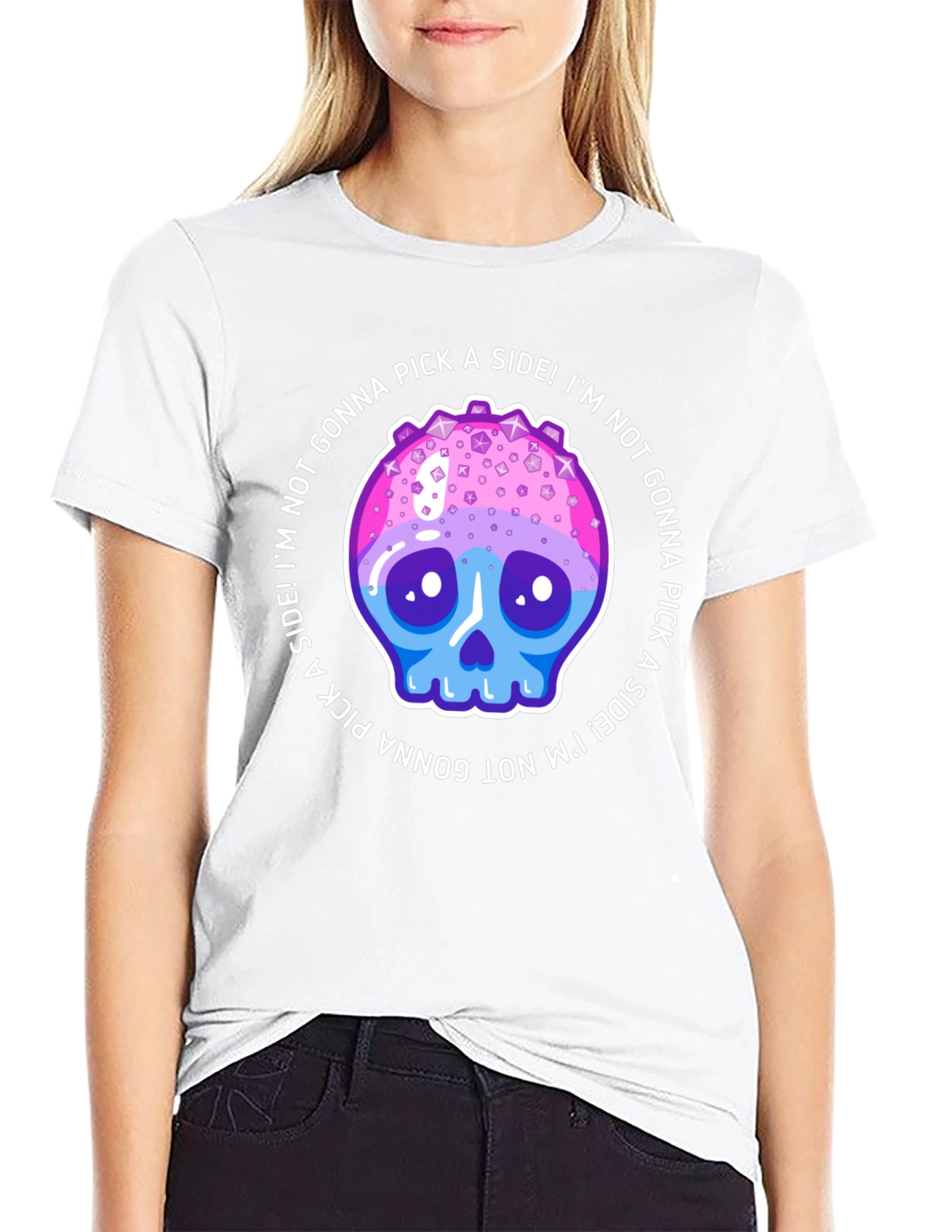 Not Gonna Pick a Side Skull Graphic Tee