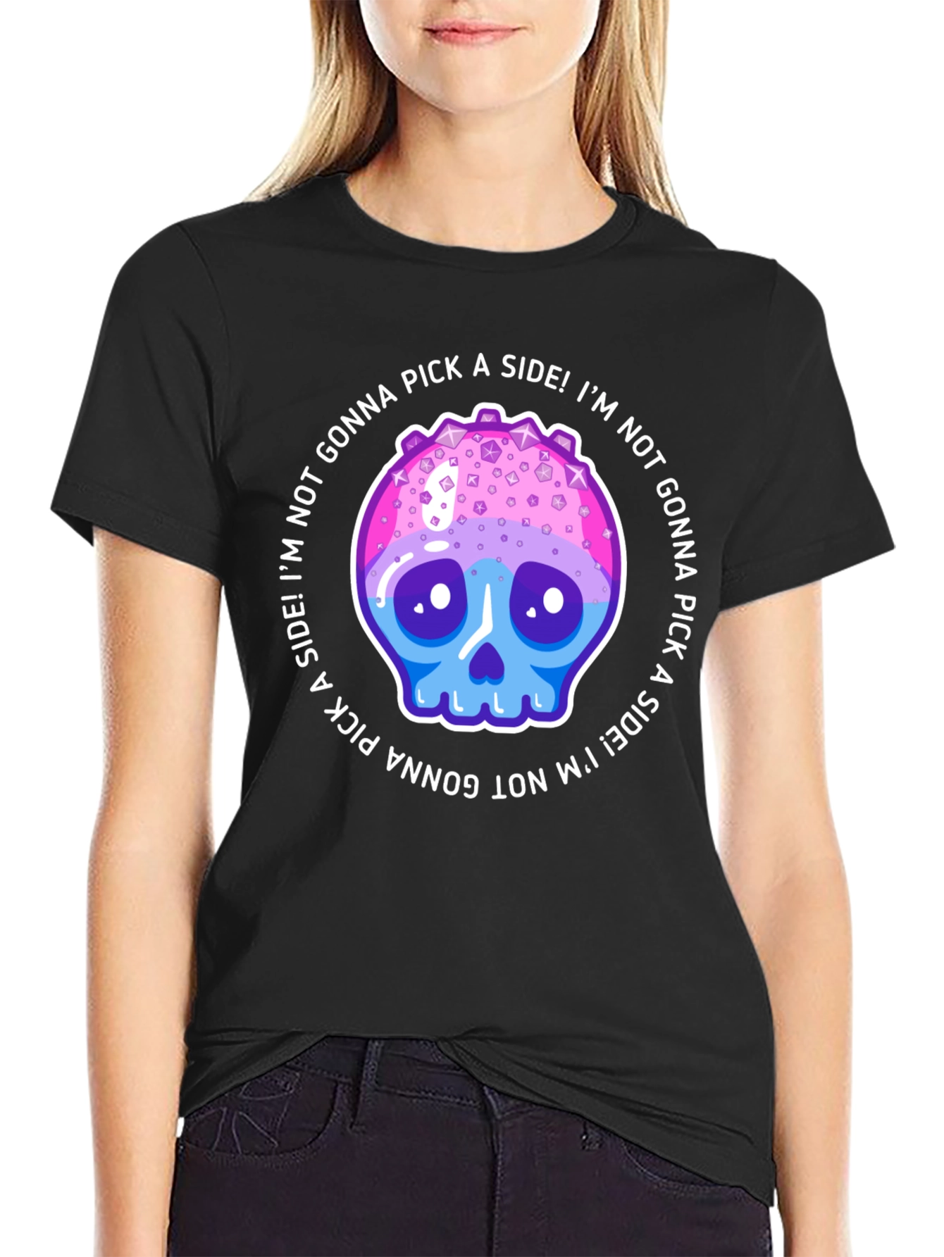 Not Gonna Pick a Side Skull Graphic Tee