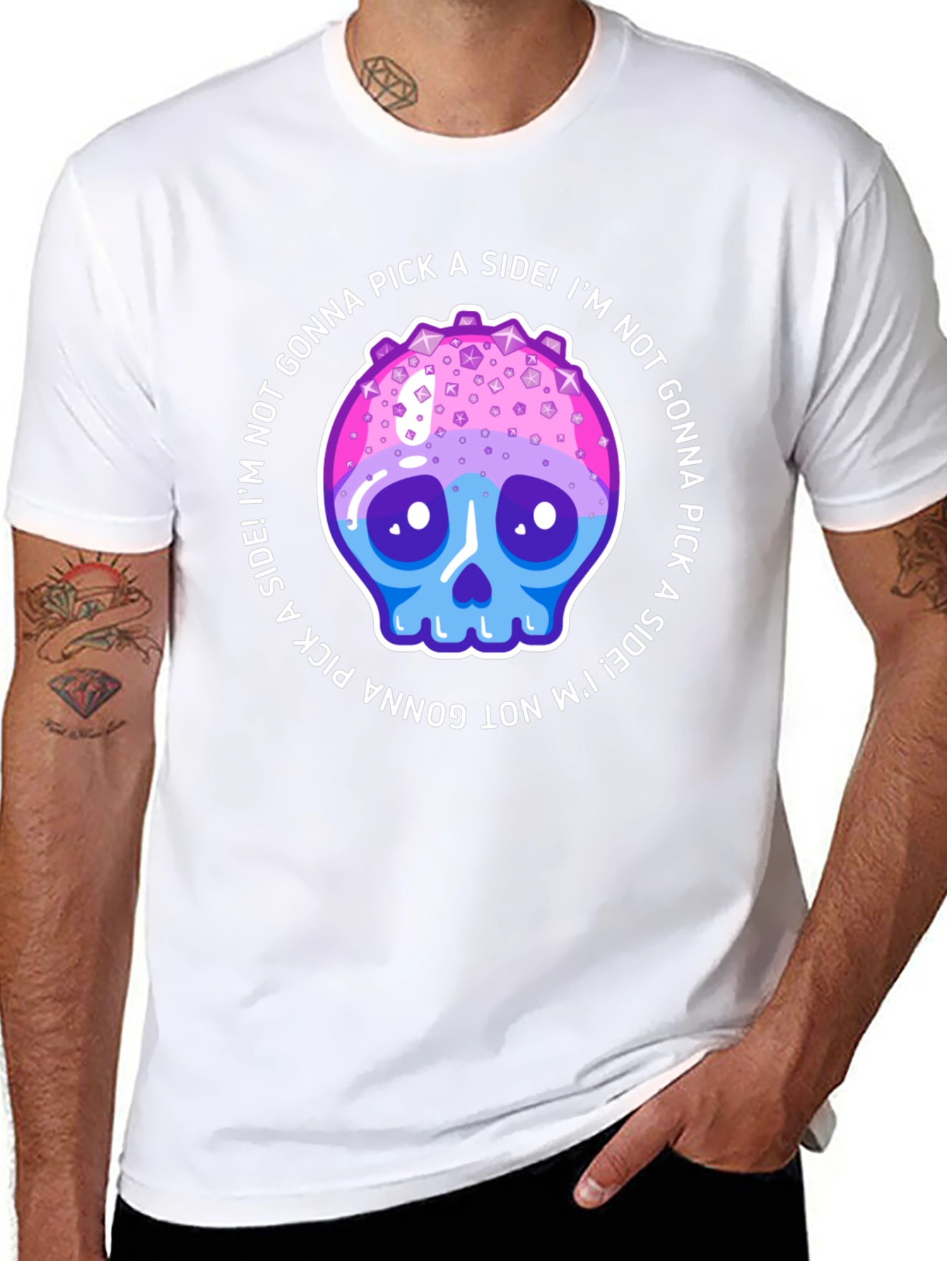 Not Gonna Pick a Side Skull Graphic Tee
