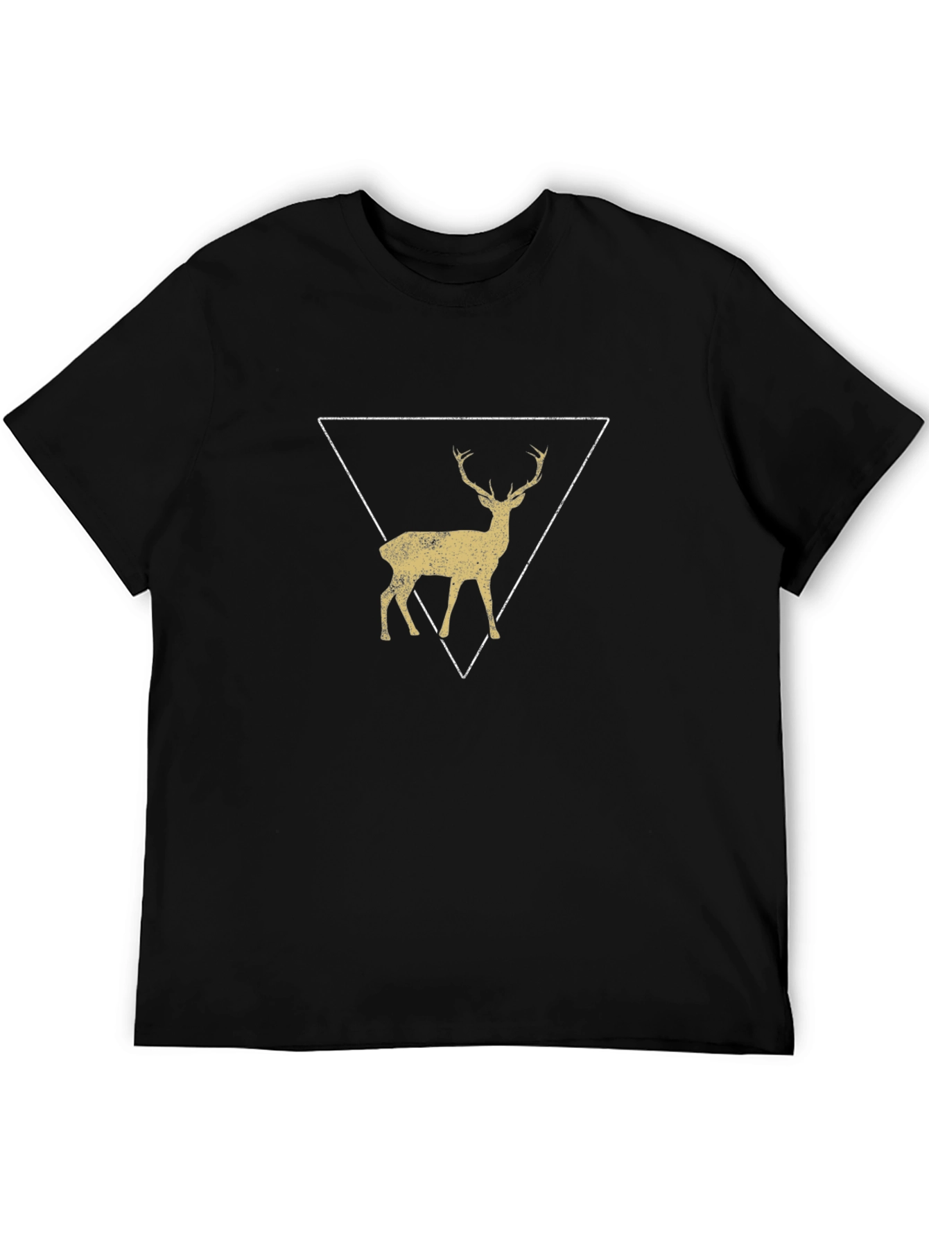 Geometric Deer Graphic Tee - Black