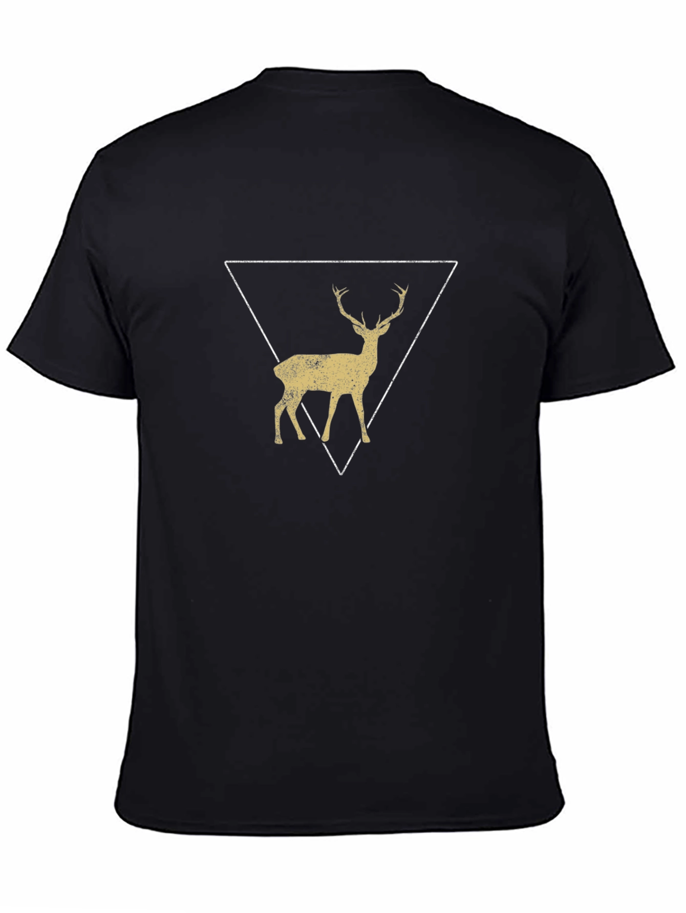 Geometric Deer Graphic Tee - Black