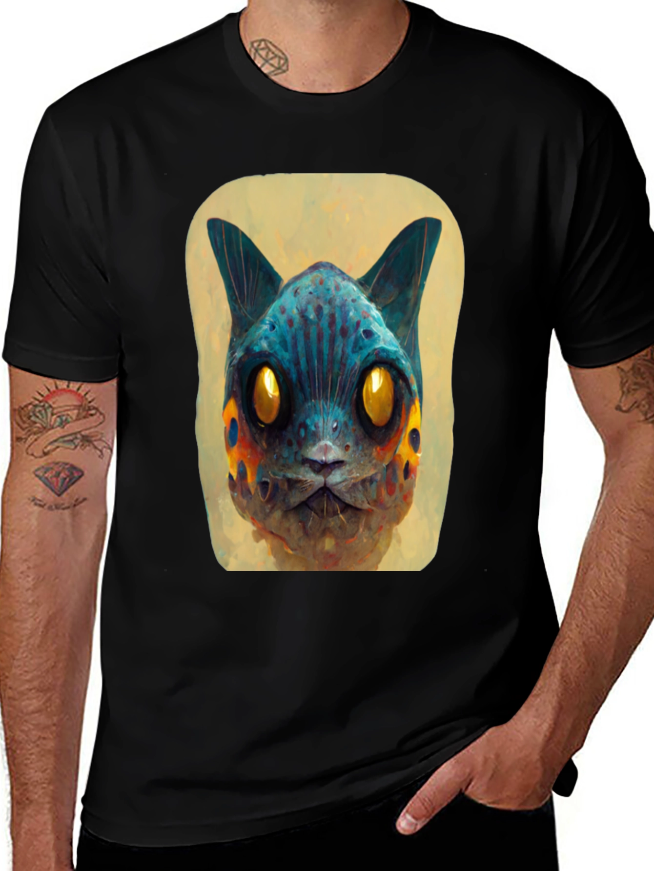 Abstract Cat Graphic Tee - Unique Design