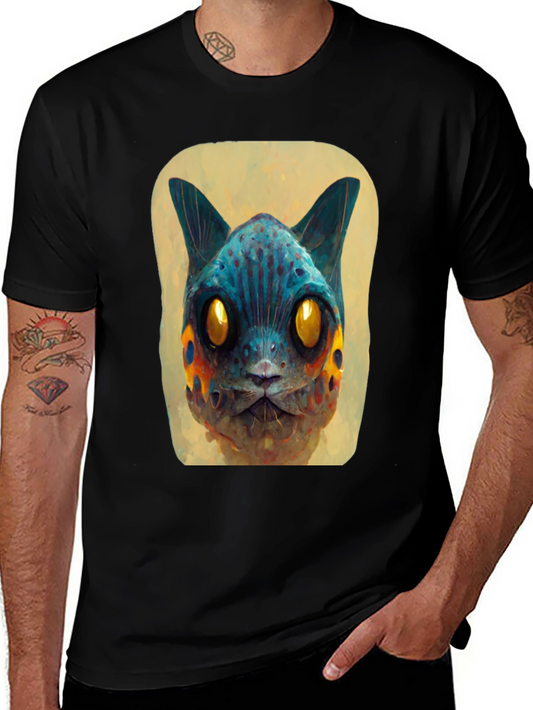Abstract Cat Graphic Tee - Unique Design