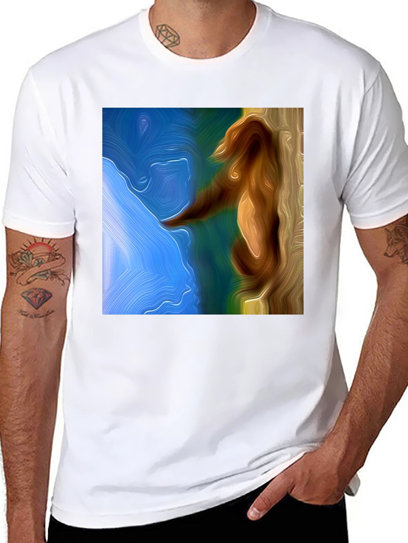 Abstract Seahorse Art Black T-Shirt
