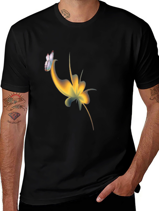 Abstract Butterfly Graphic Black T-Shirt