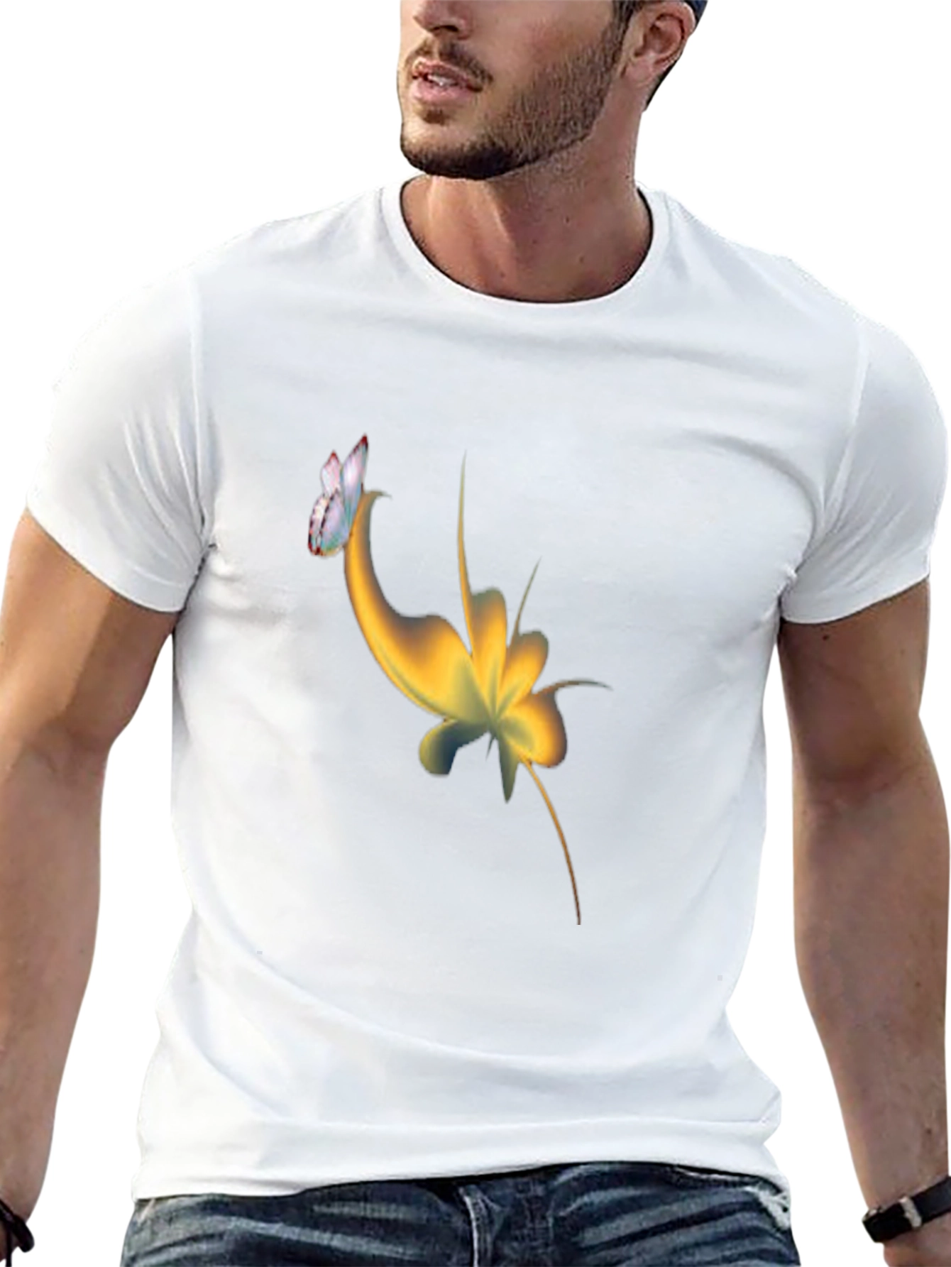 Abstract Butterfly Graphic Black T-Shirt