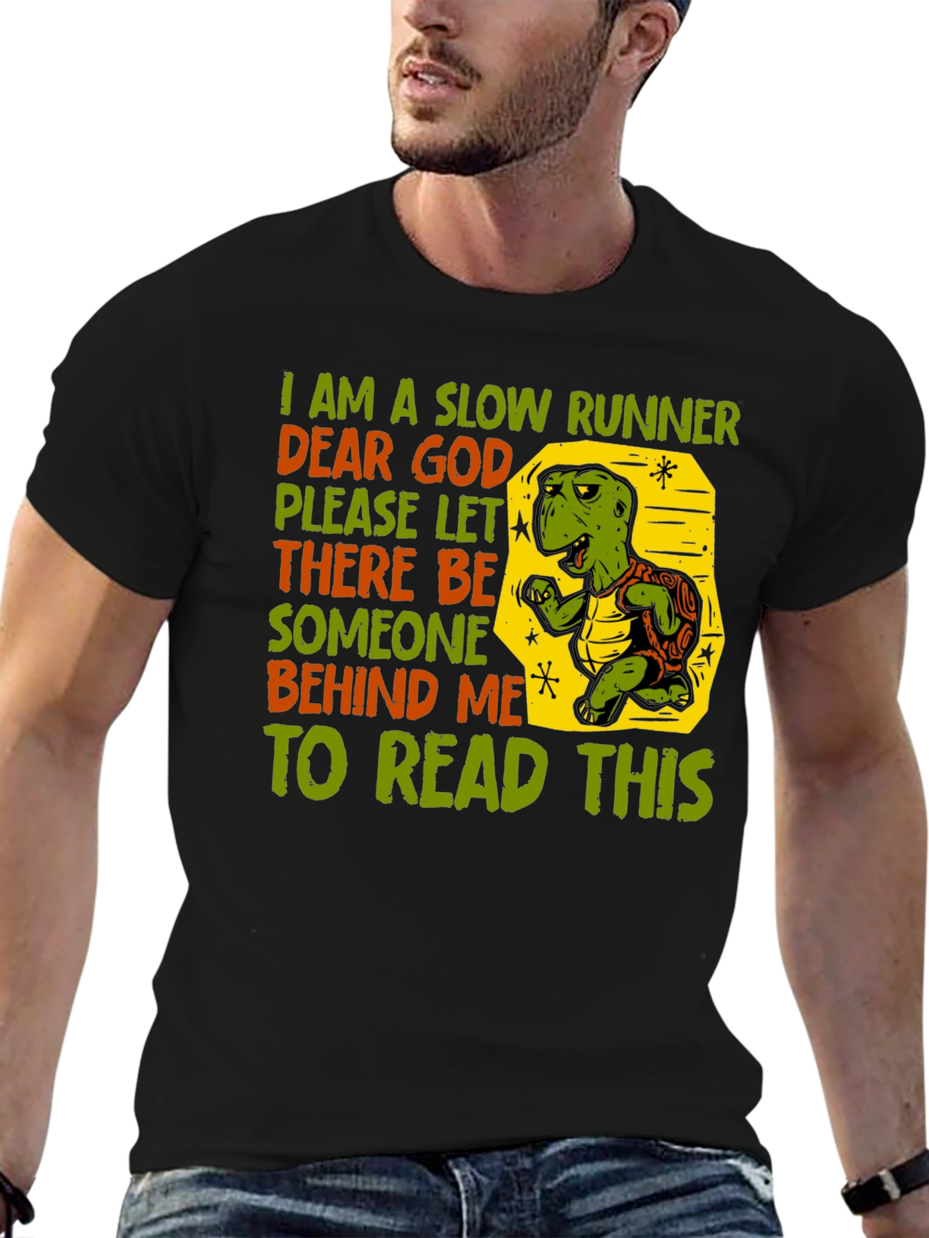 Funny Slow Runner Turtle Graphic T-Shirt