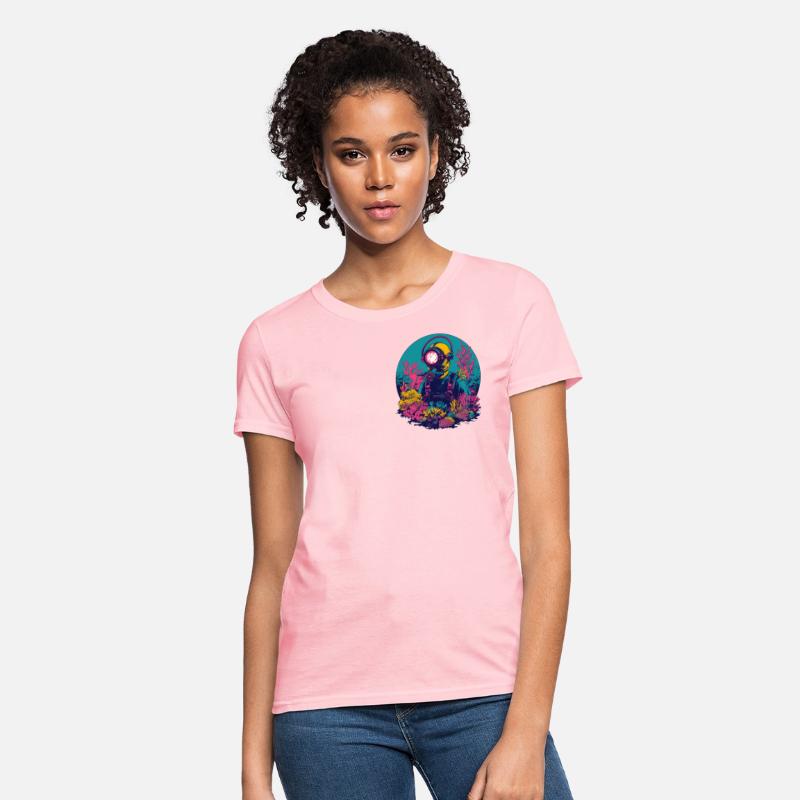 Neon Scuba Diver in Ocean Coral Reef