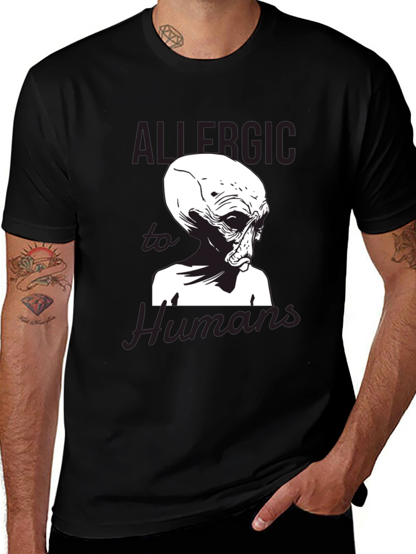 Allergic to Humans Alien Graphic Tee