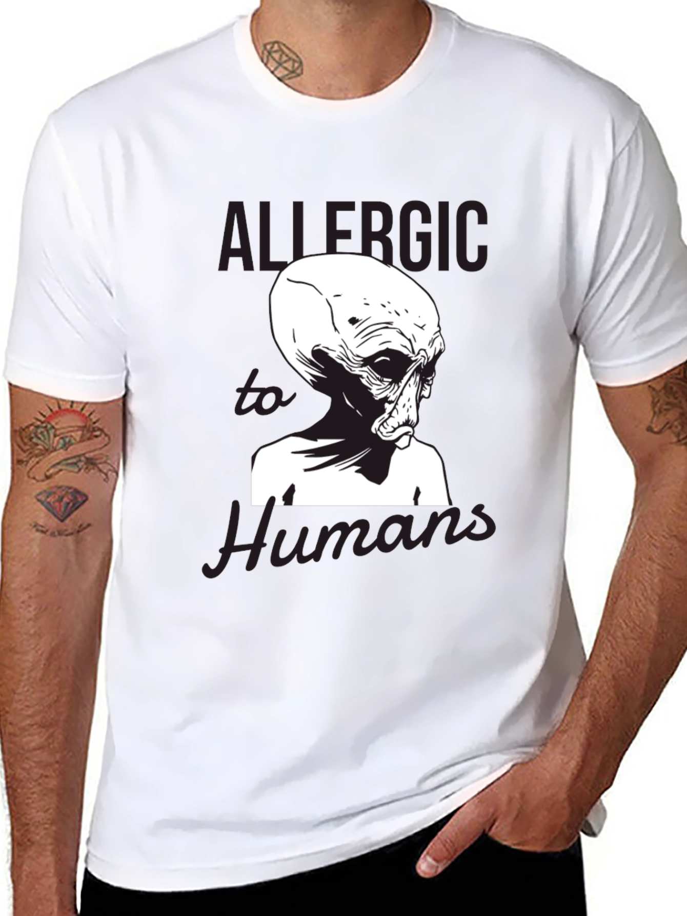 Allergic to Humans Alien Graphic Tee