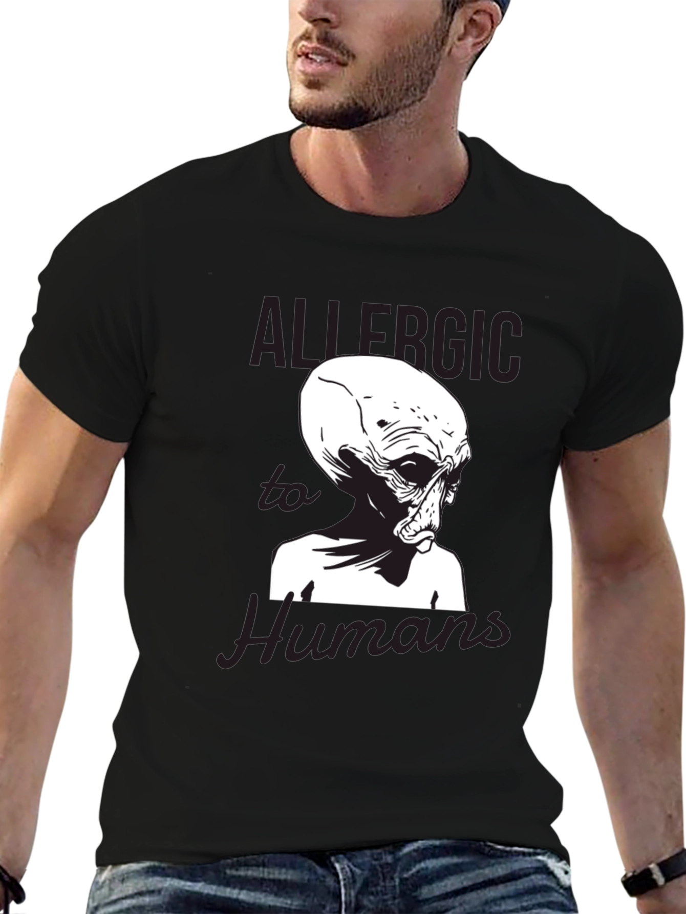 Allergic to Humans Alien Graphic Tee