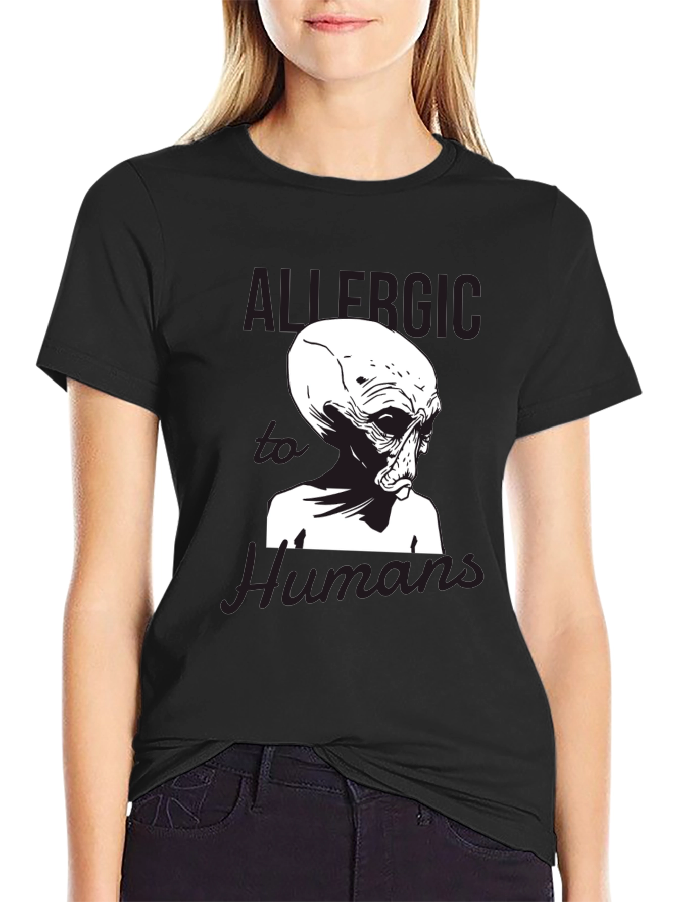 Allergic to Humans Alien Graphic Tee