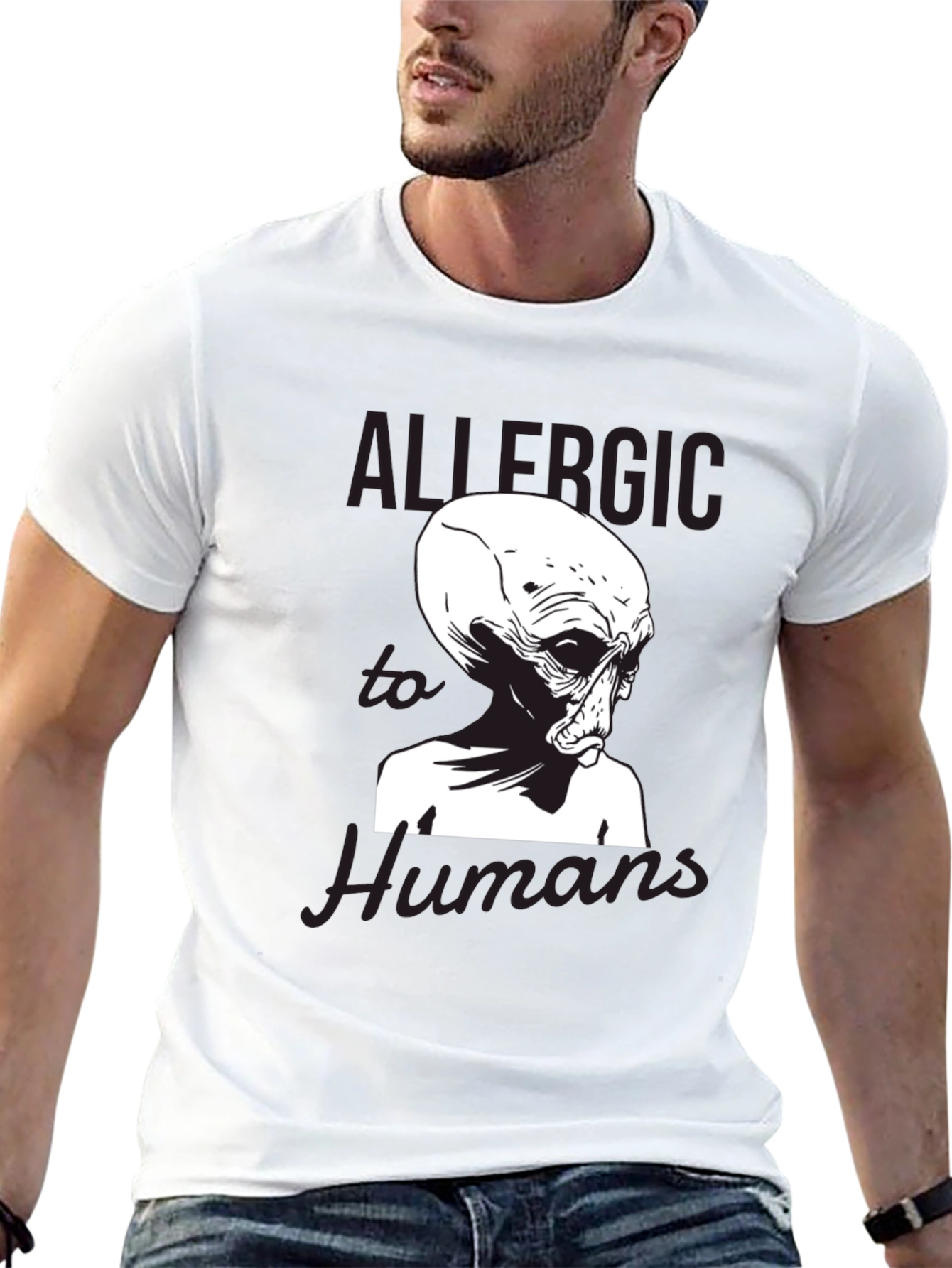 Allergic to Humans Alien Graphic Tee