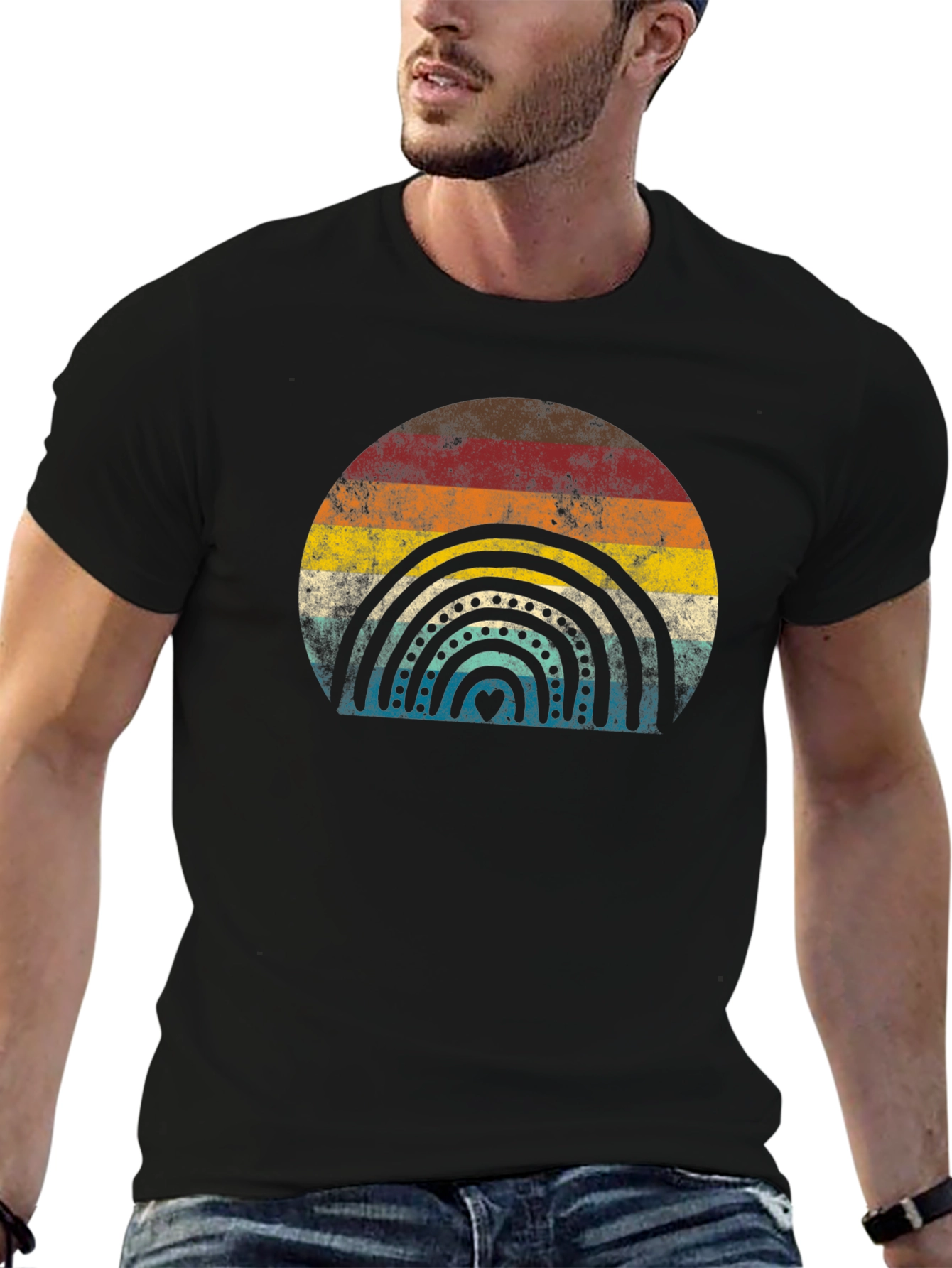Retro Rainbow Graphic T-Shirt