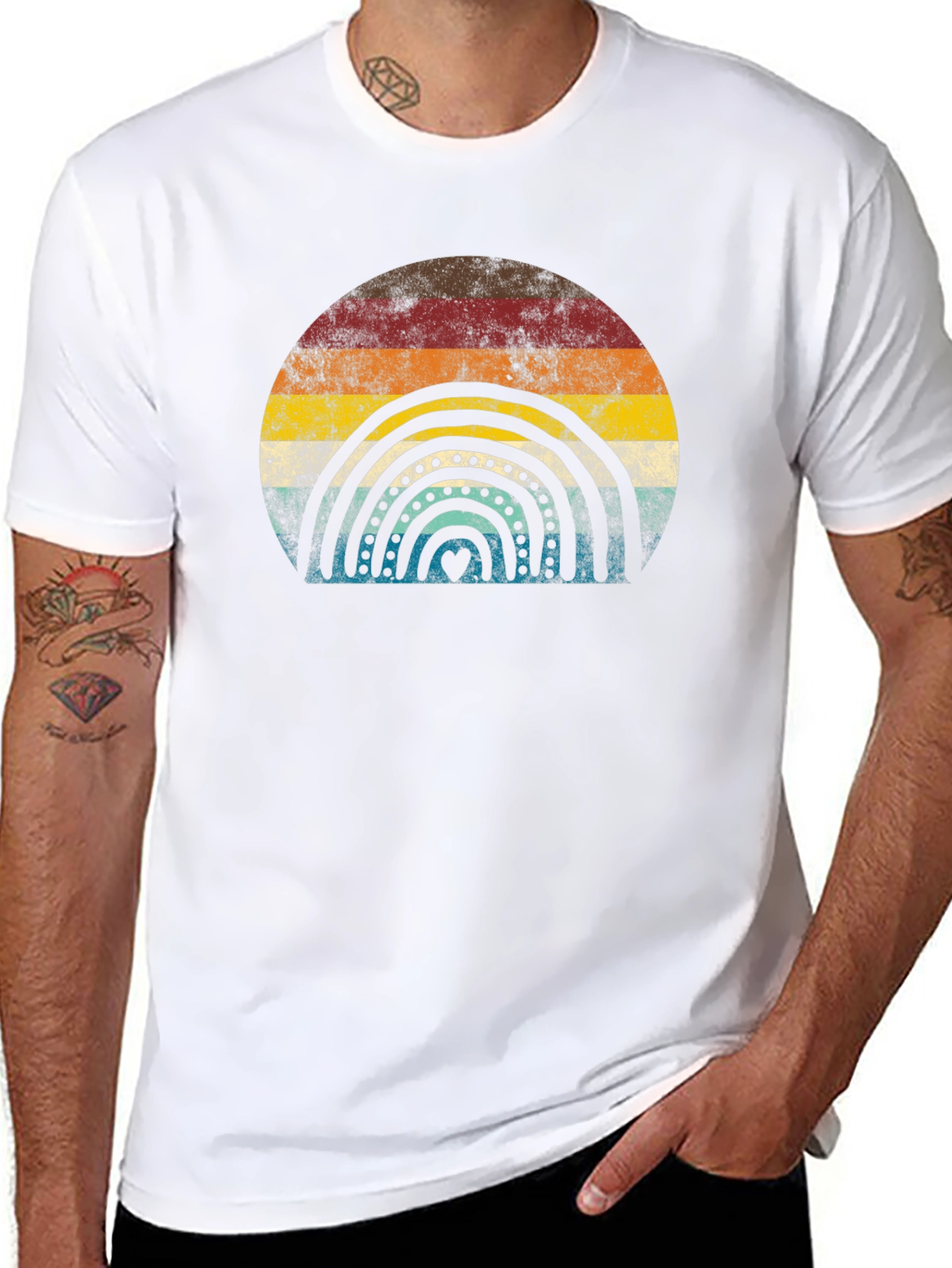 Retro Rainbow Graphic T-Shirt