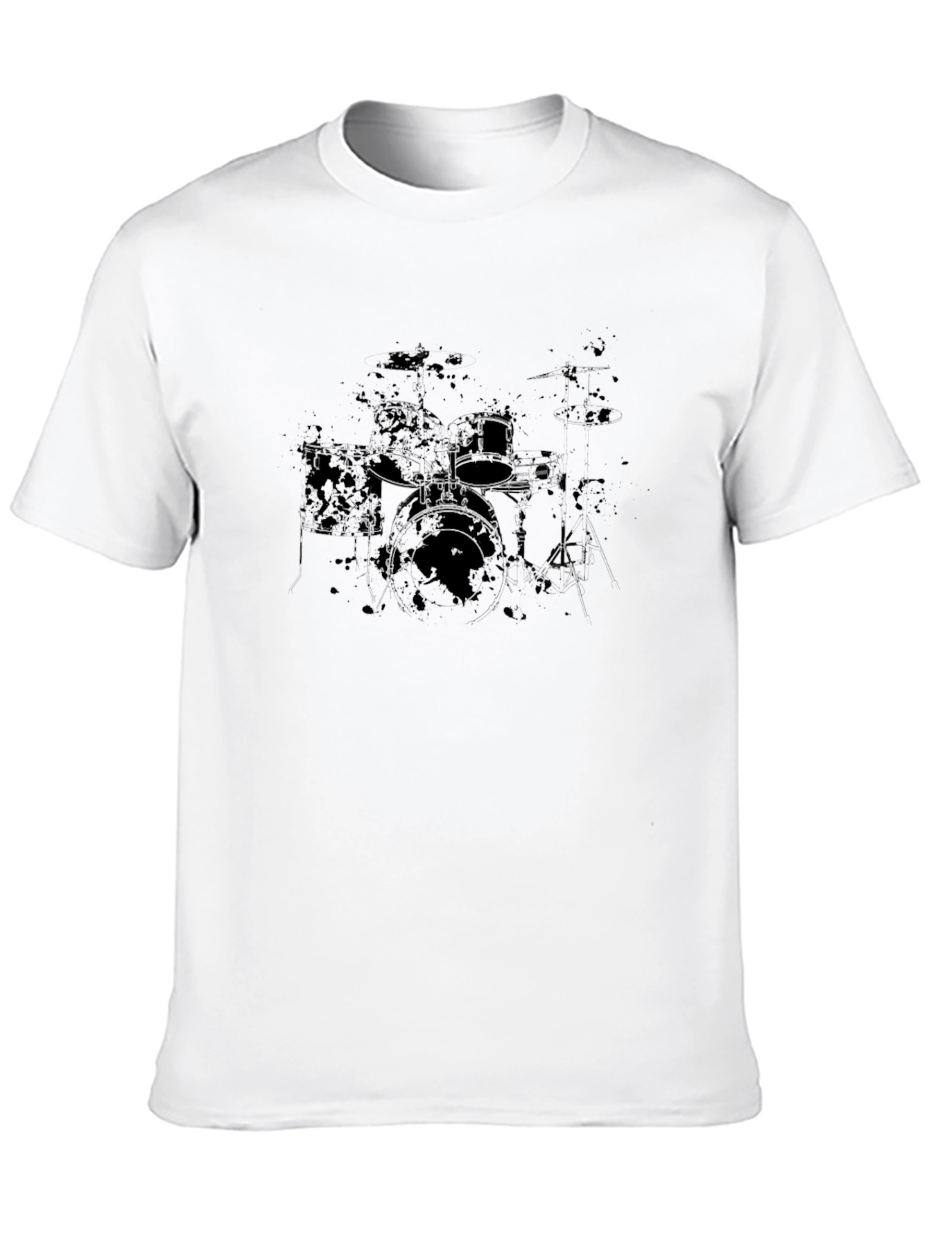 Distressed Drum Set Graphic Black T-Shirt