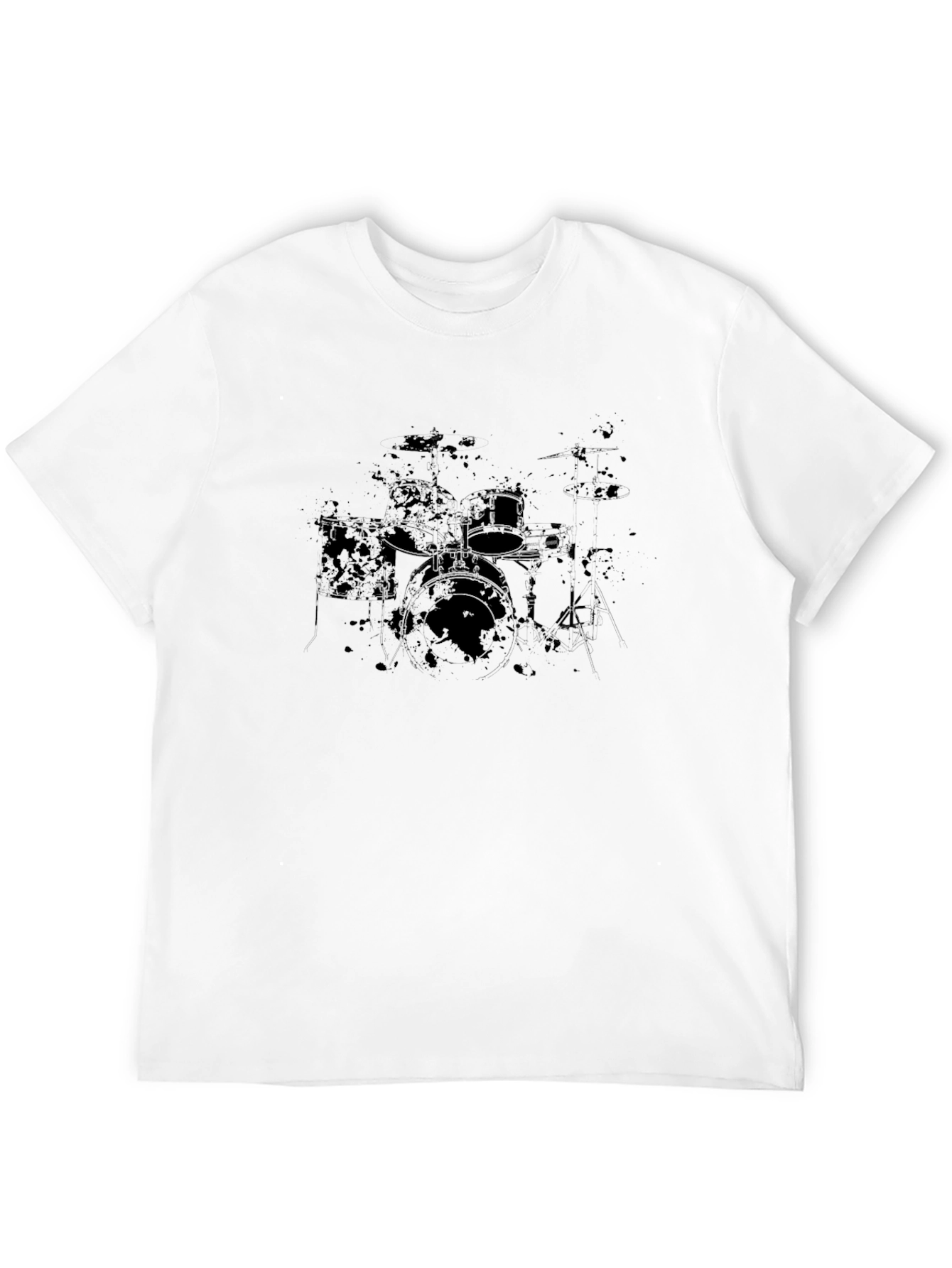 Distressed Drum Set Graphic Black T-Shirt