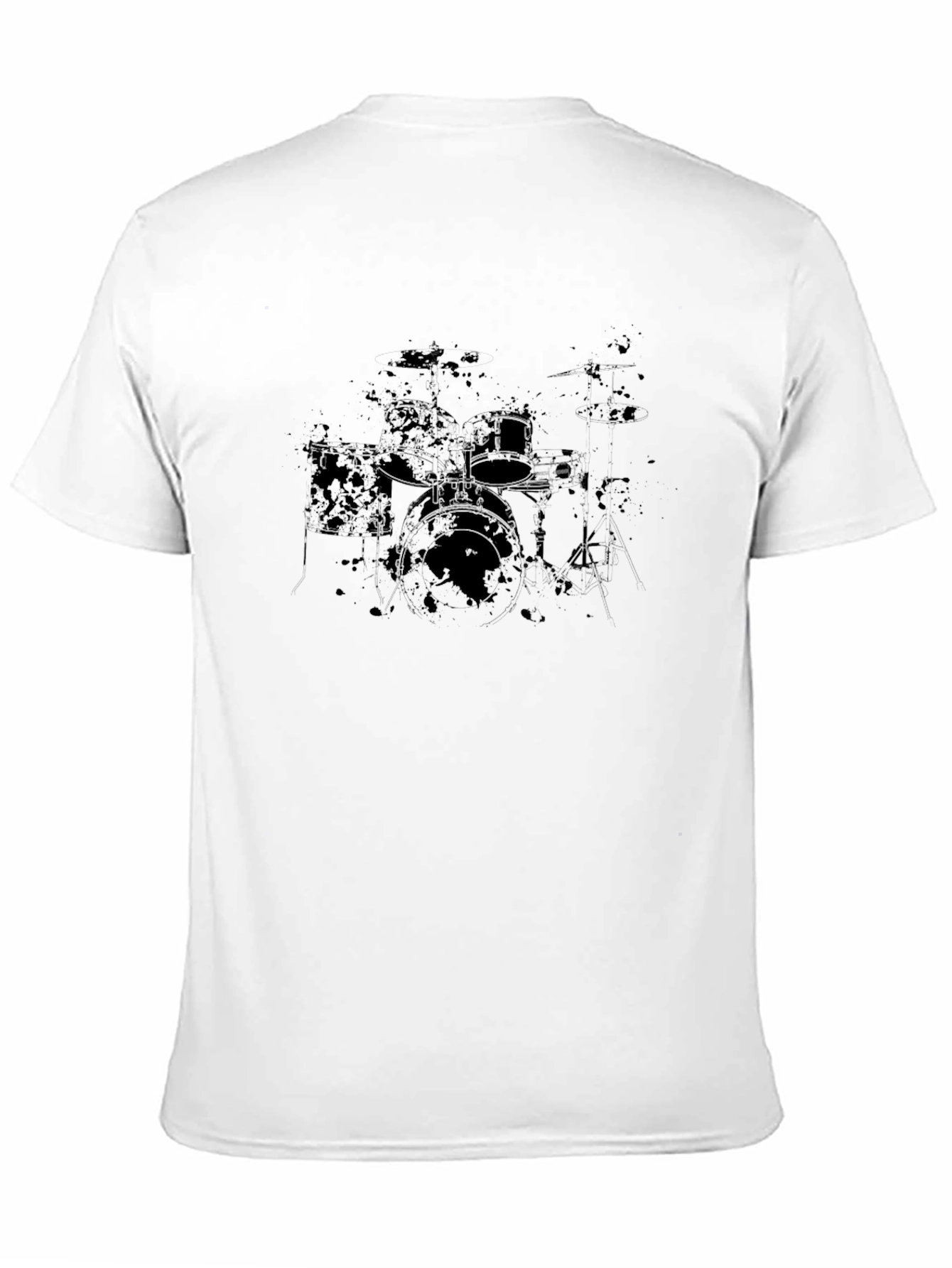 Distressed Drum Set Graphic Black T-Shirt