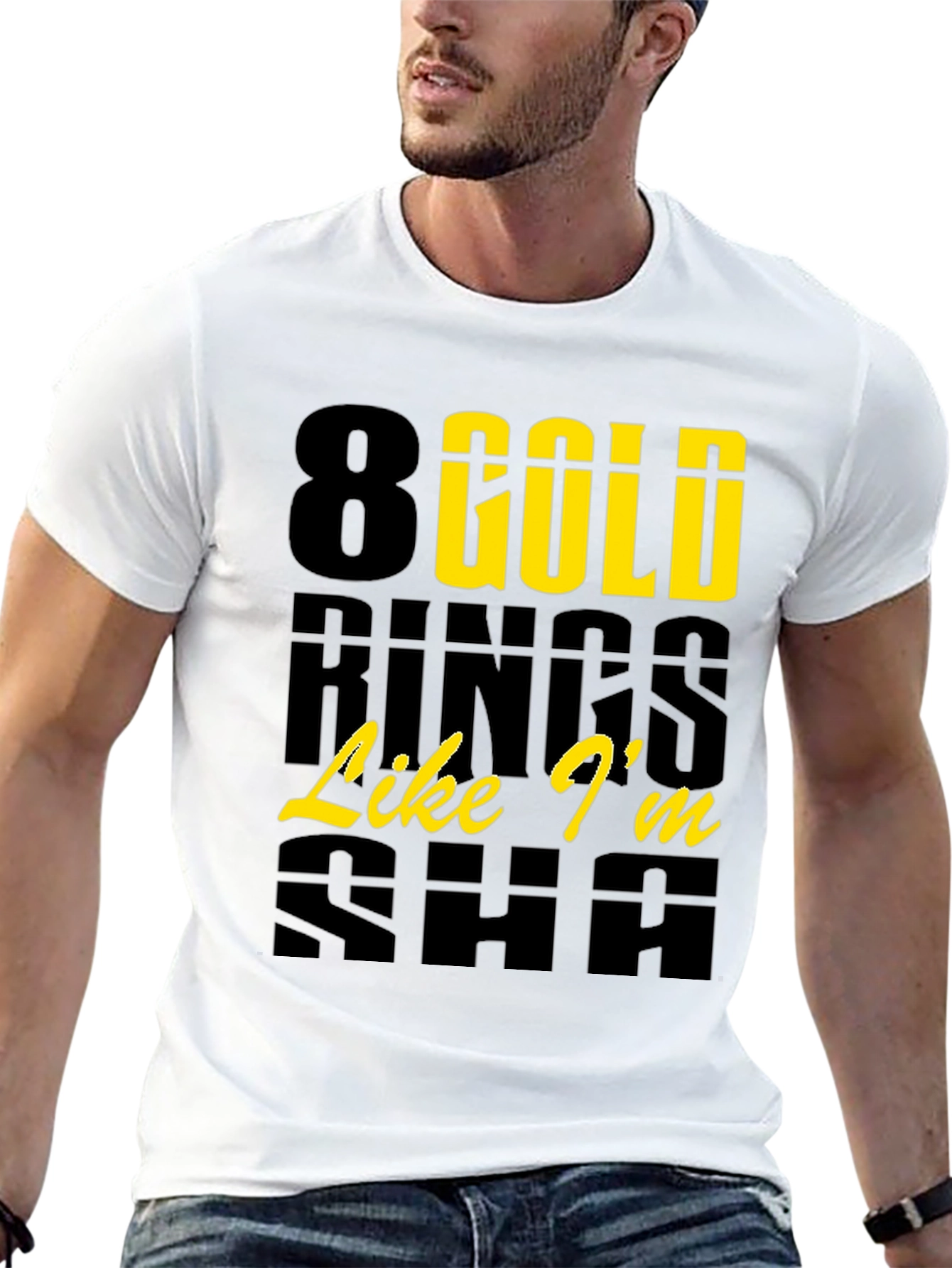 8 Gold Rings Graphic Tee - Trendy & Stylish