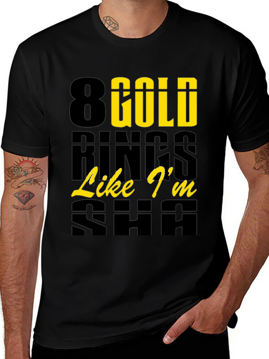 8 Gold Rings Graphic Tee - Trendy & Stylish