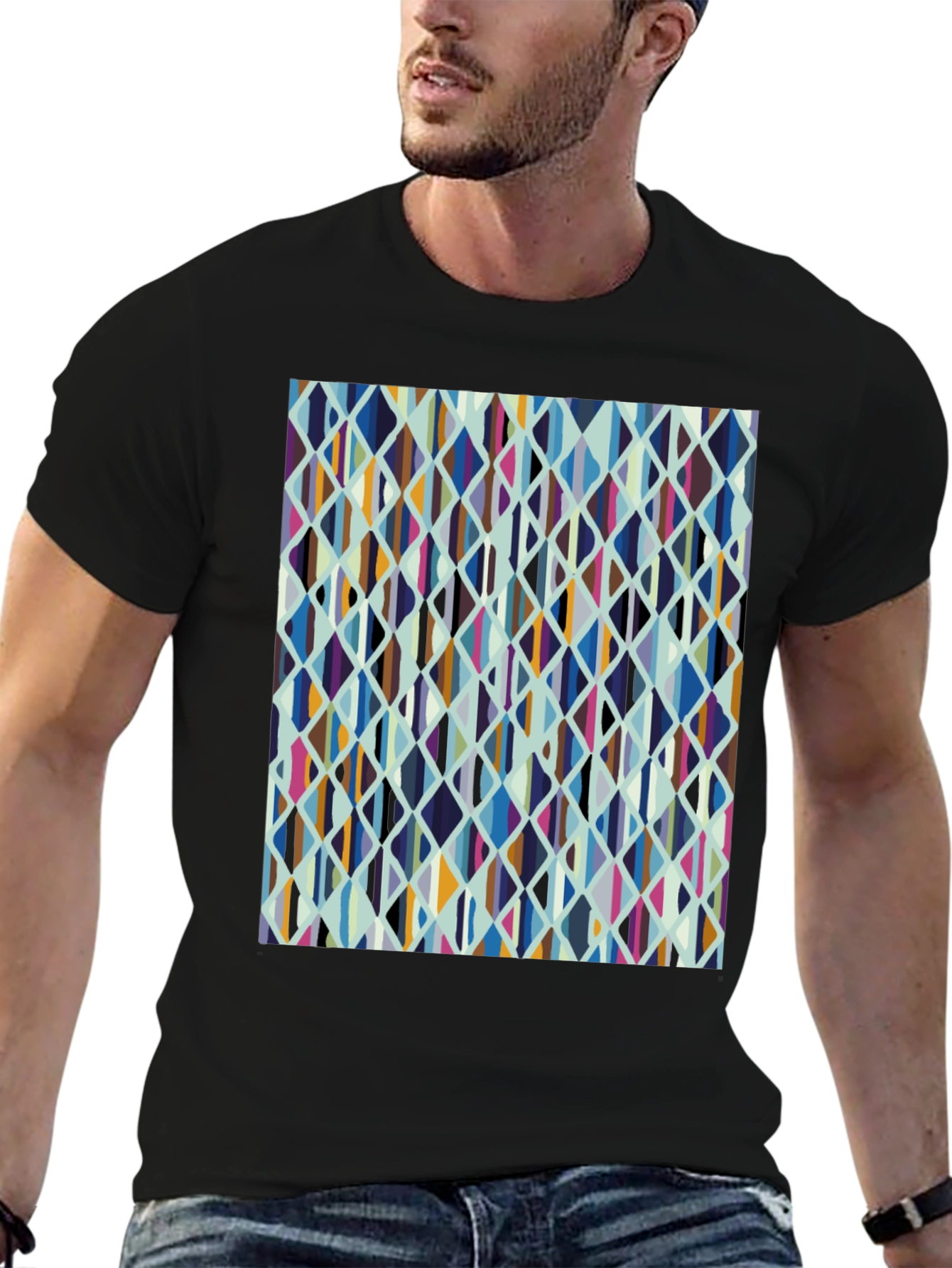 Geometric Diamond Pattern Tee - Casual Style