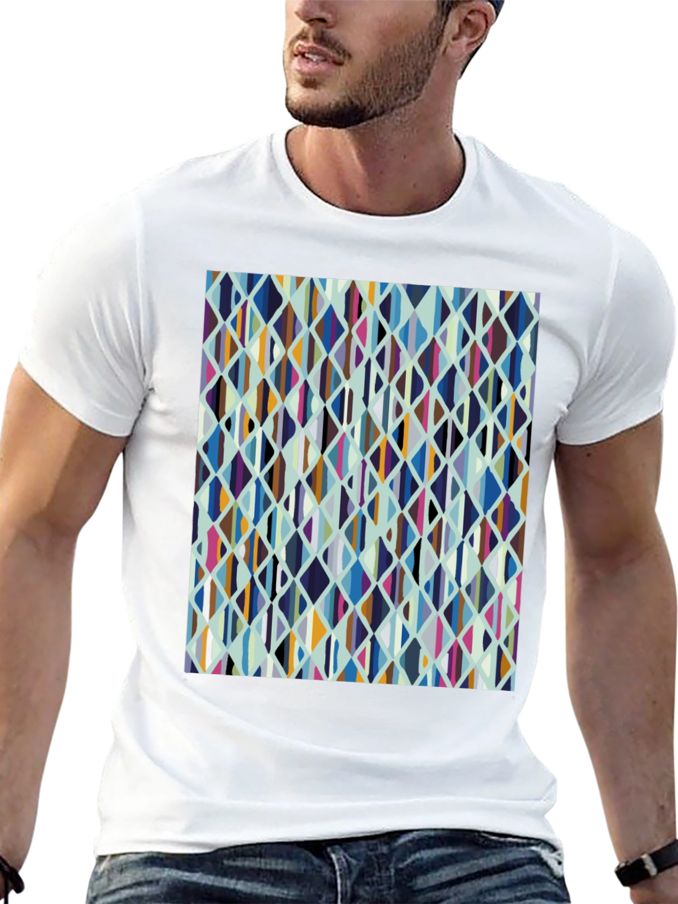 Geometric Diamond Pattern Tee - Casual Style
