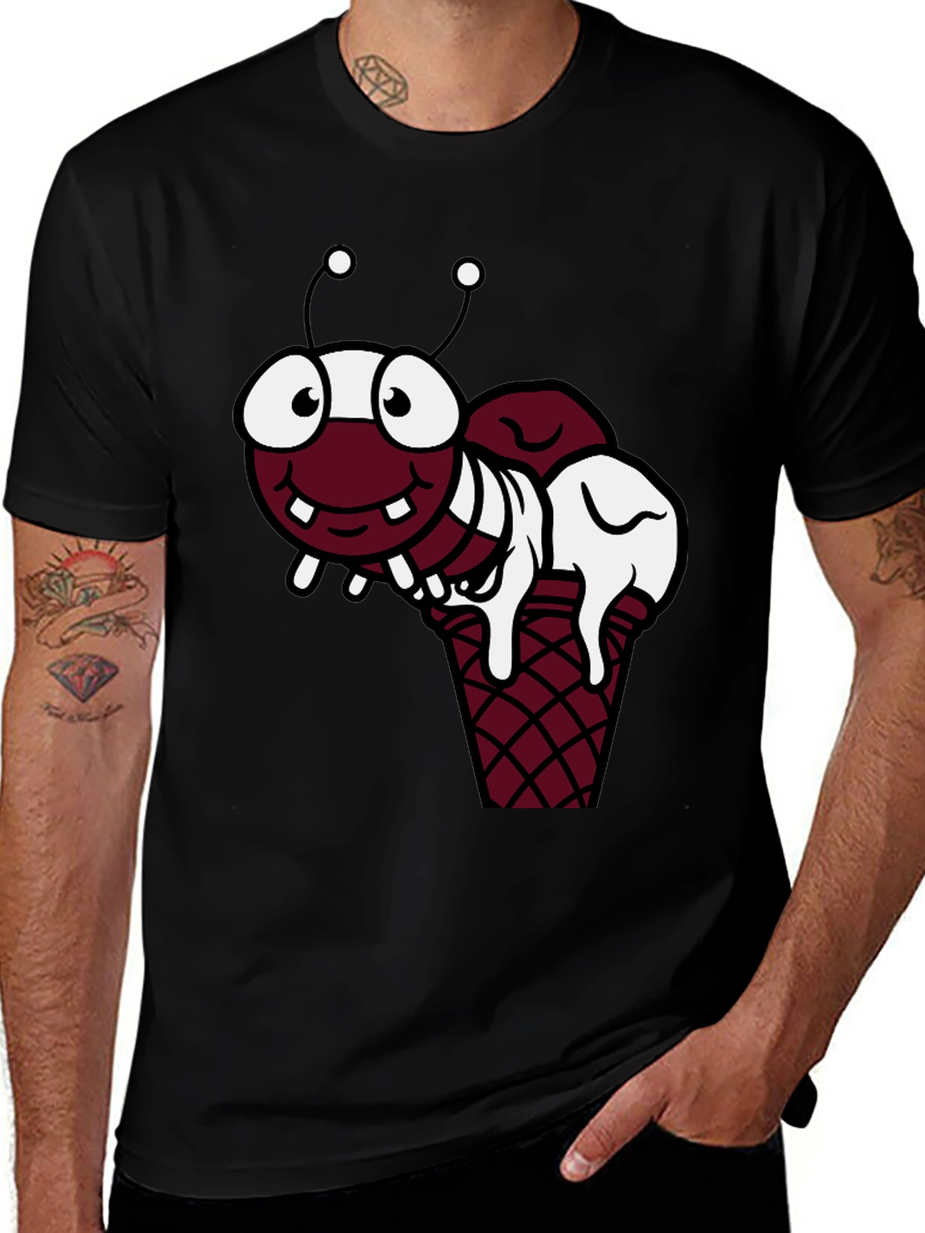Cartoon Ant Ice Cream Graphic T-Shirt